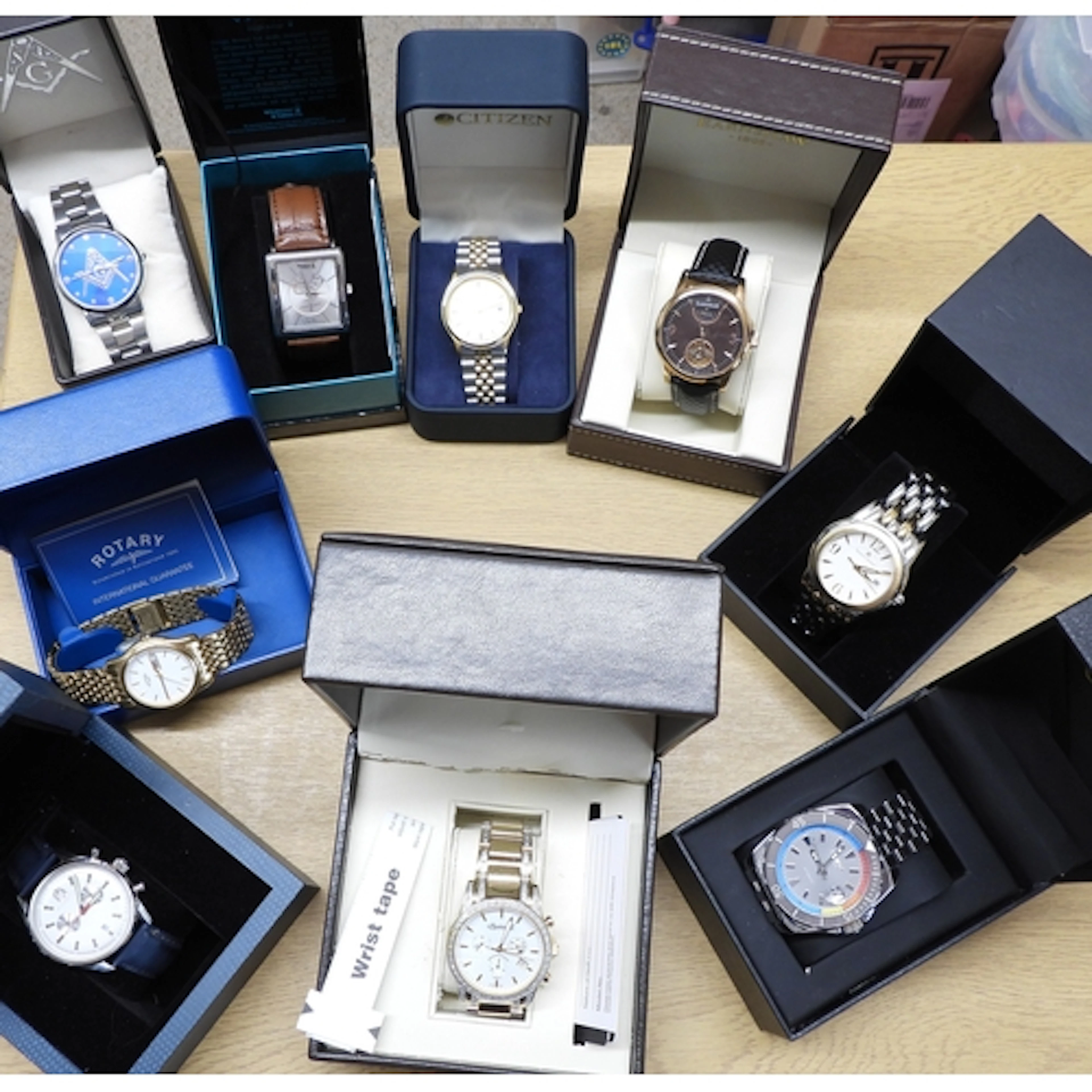 Nine gents fashion watches to include;- a diamond set Ingers...