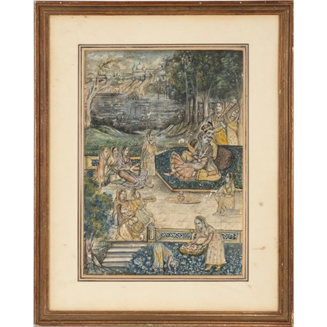 20th Century Indian school - Mughal court scene on a terrace...