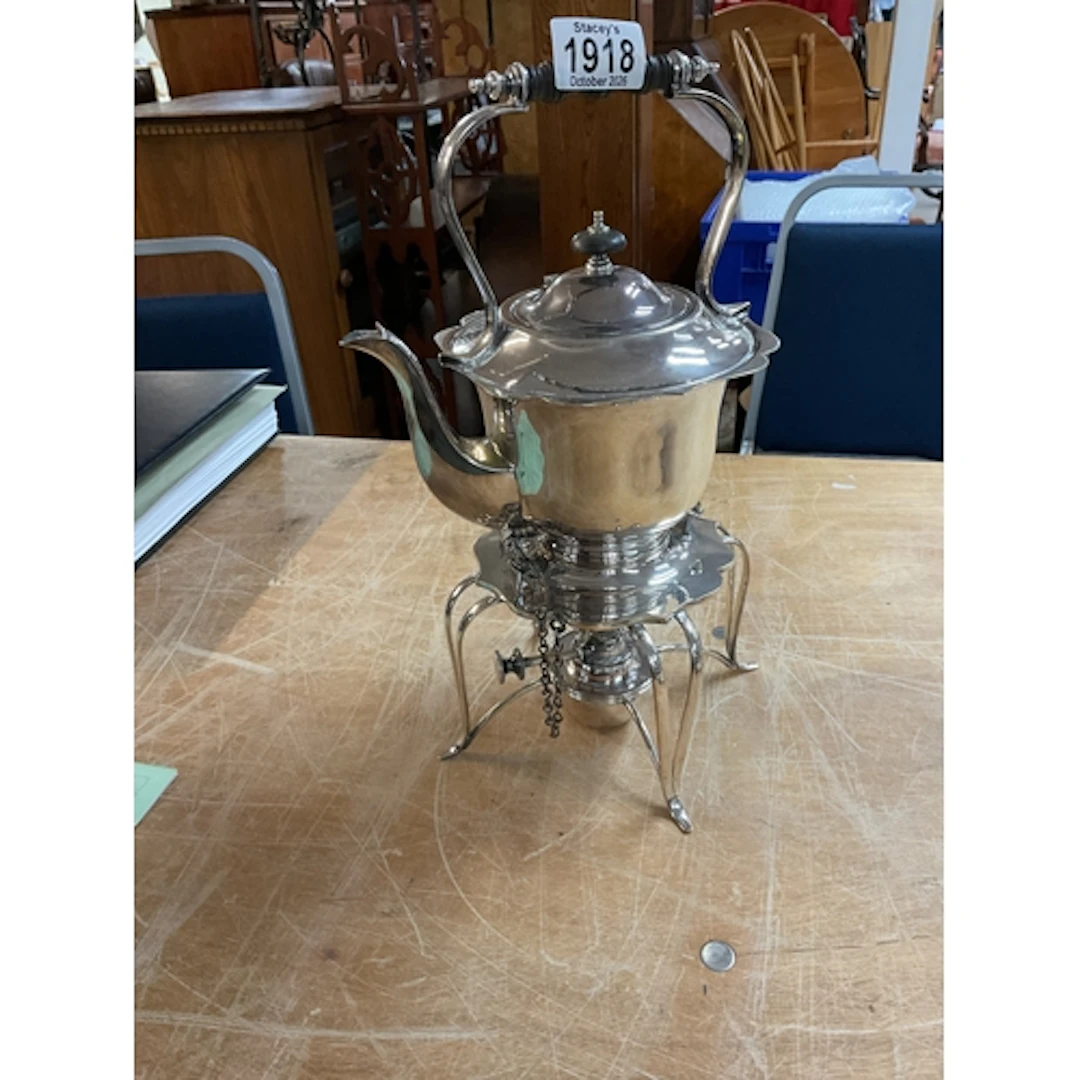 Silver plated spirit kettle nice condition.