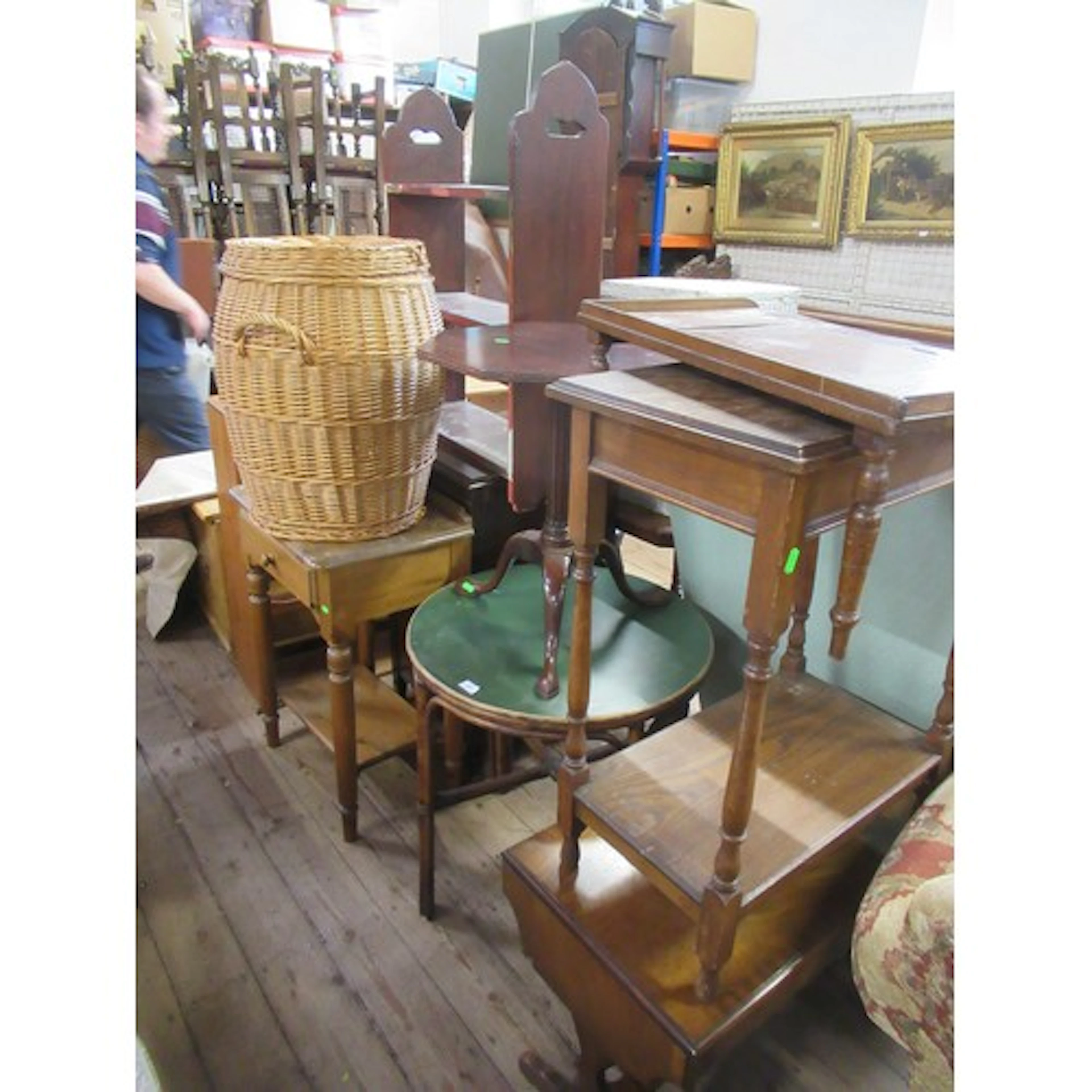 A collection of furniture including centre table, set of she...