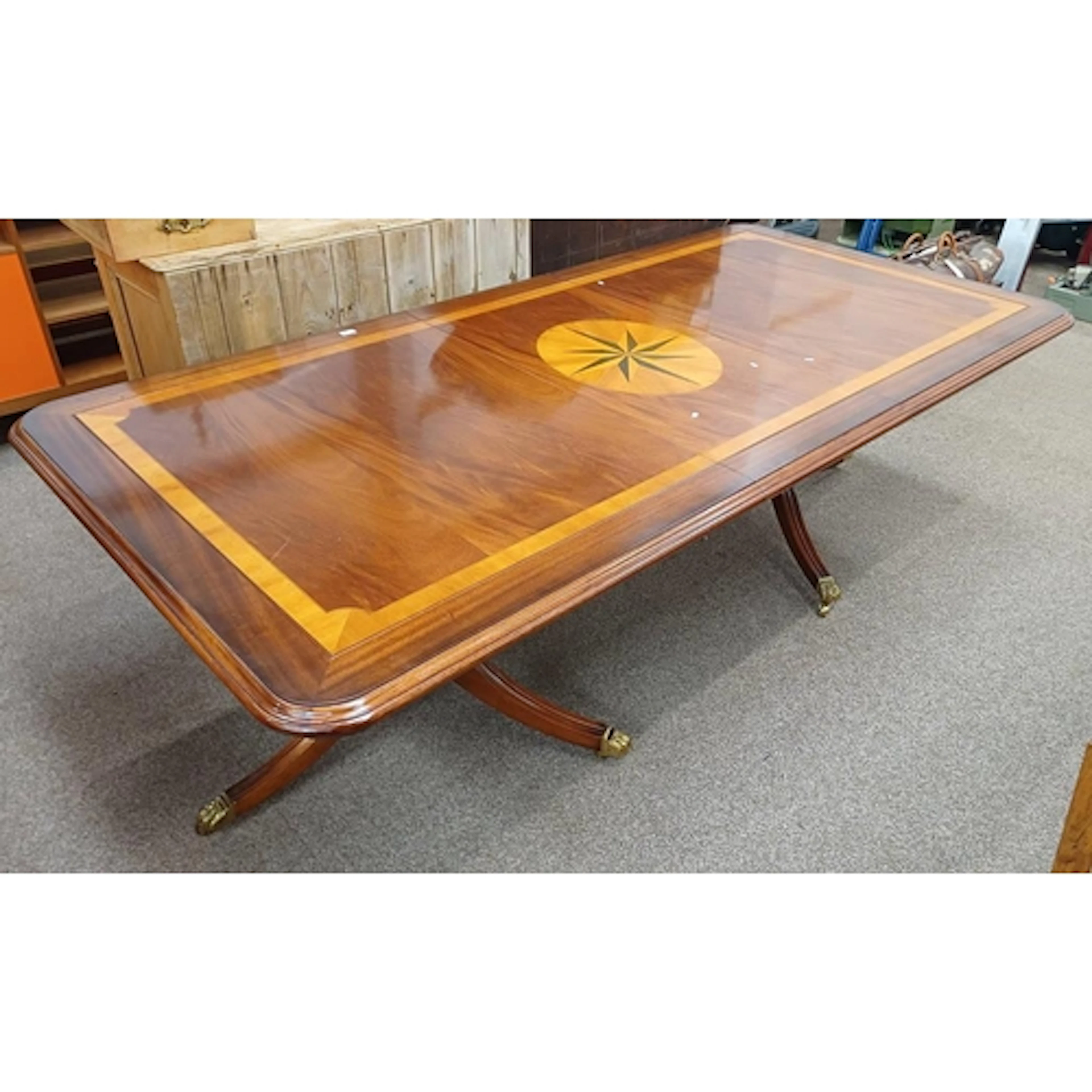 LATE 20TH CENTURY INLAID MAHOGANY TWIN PEDESTAL EXTENDING DI...