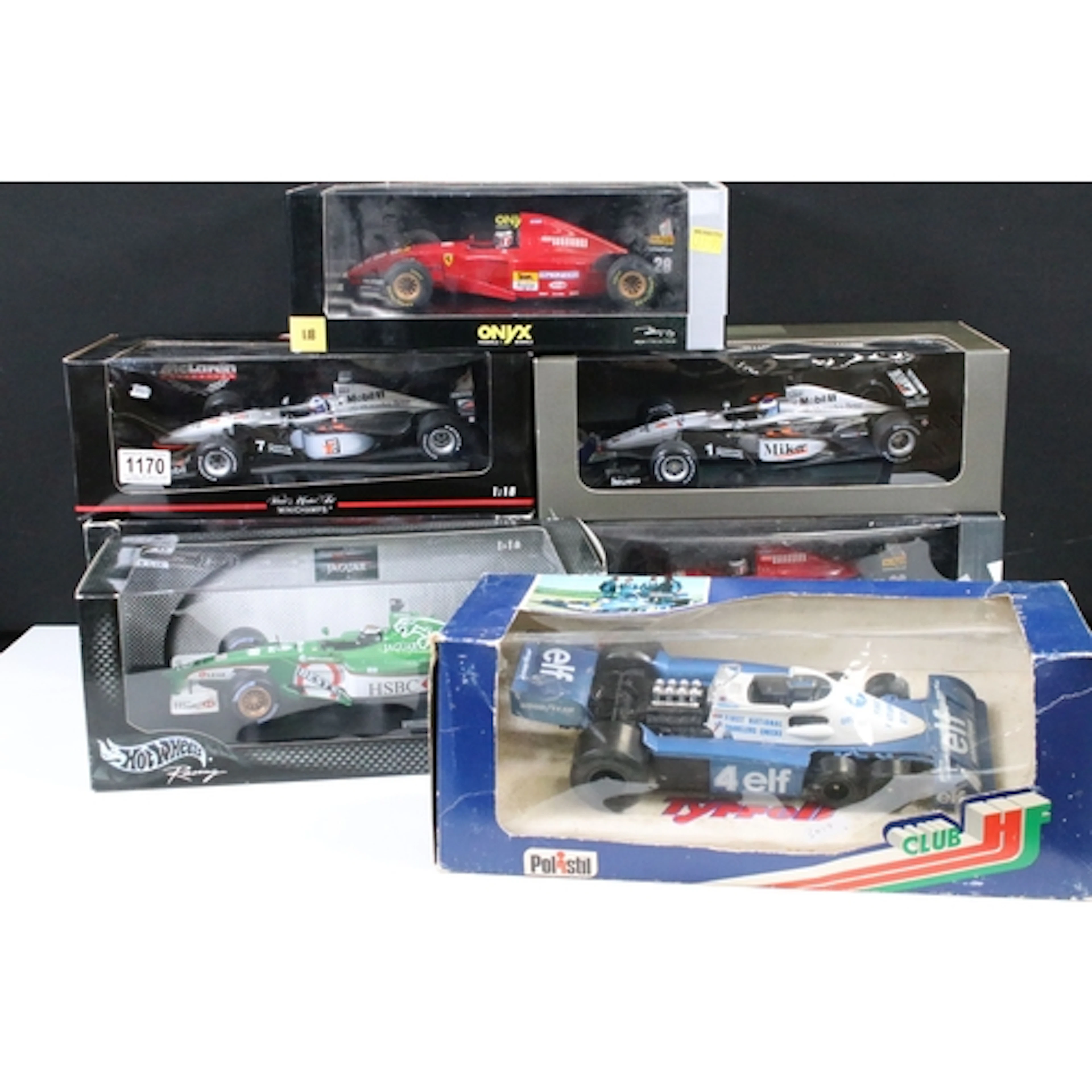 Seven boxed 1/18-16 F1 diecast models to include 2 x Hot Whe...