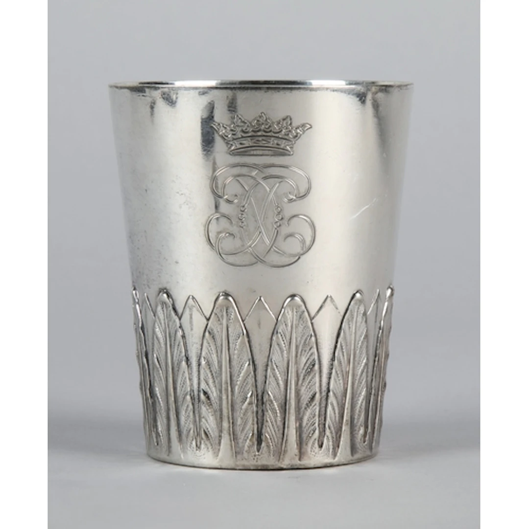 K.ANDERSON, STOCKHOLM, Swedish silver beaker cup with leaf d...