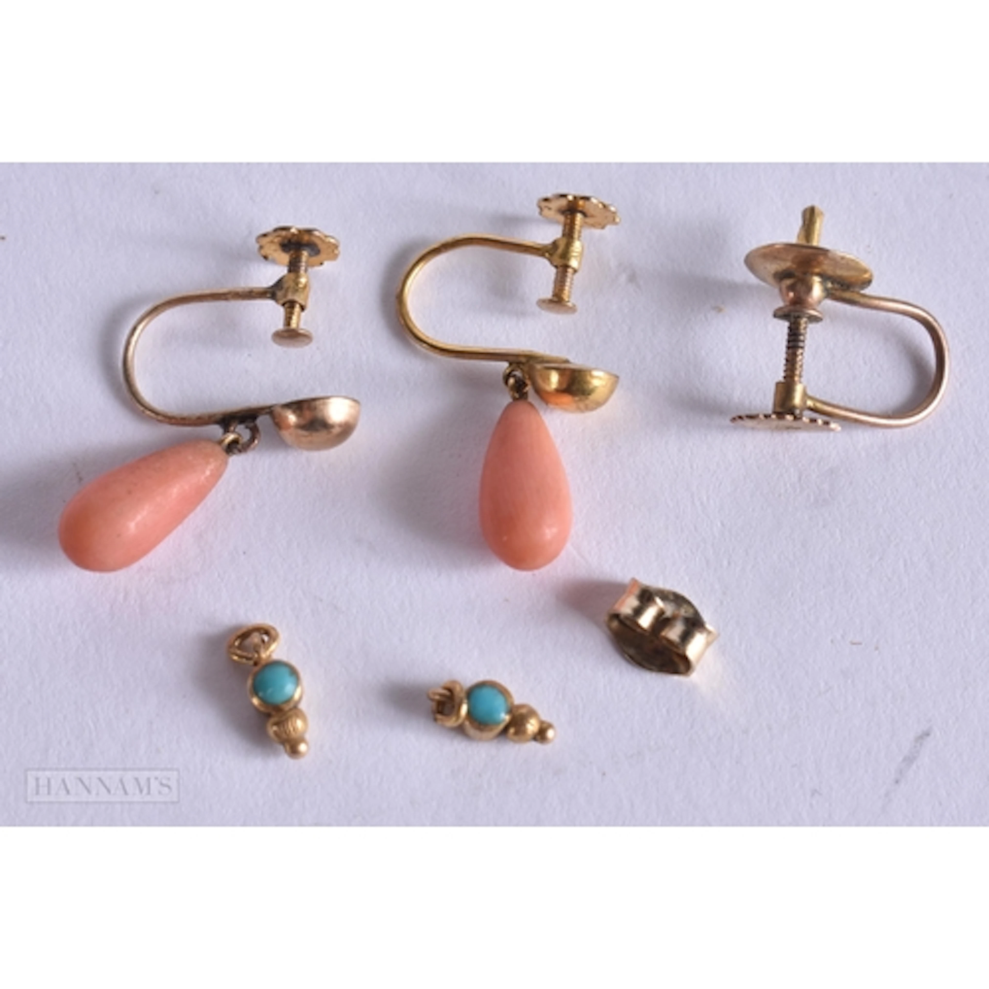TWO PAIRS OF 9CT GOLD EARRINGS. 2.6 grams. (4)
