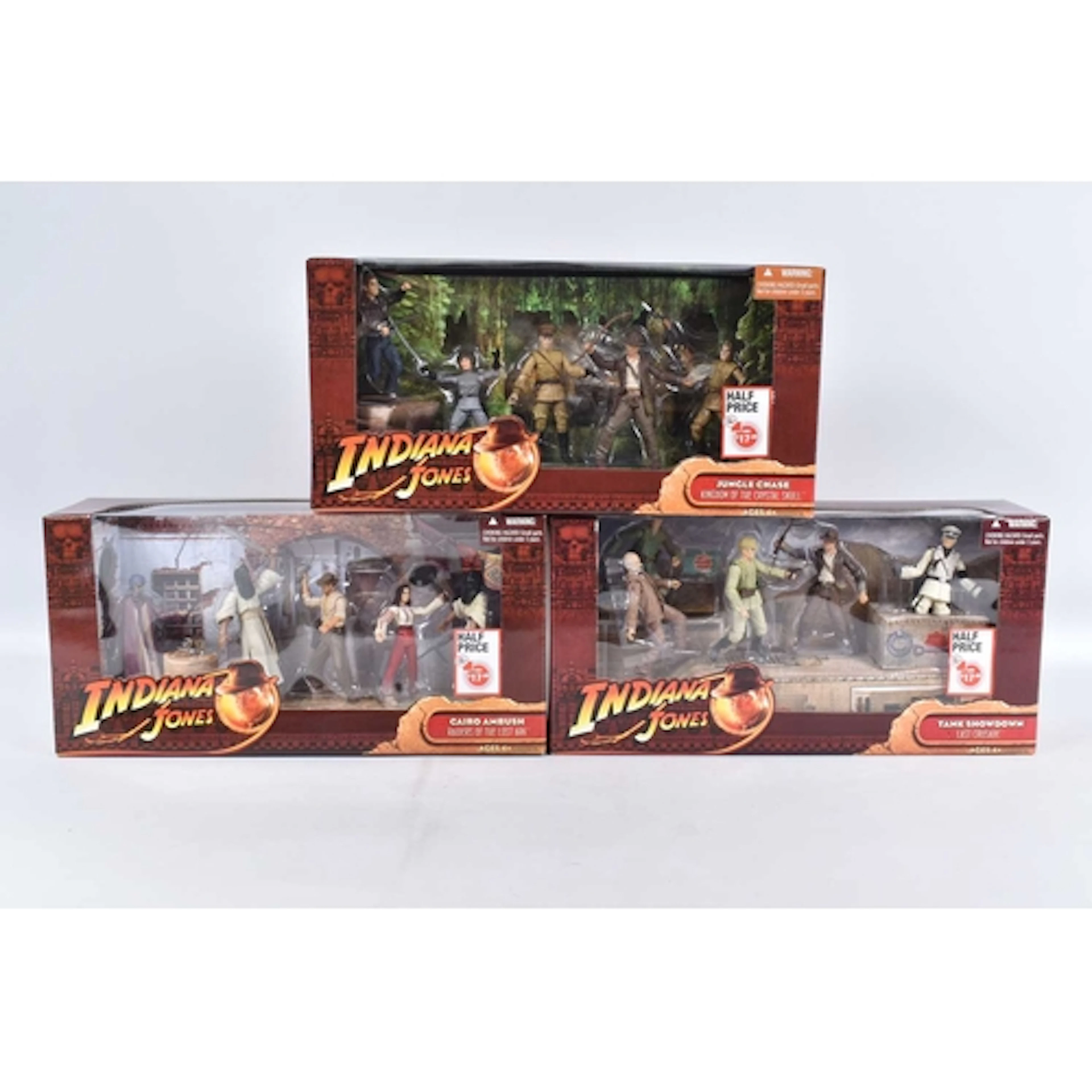 THREE BOXED AND SEALED INDIANA JONES FIGURE SETS, to include...