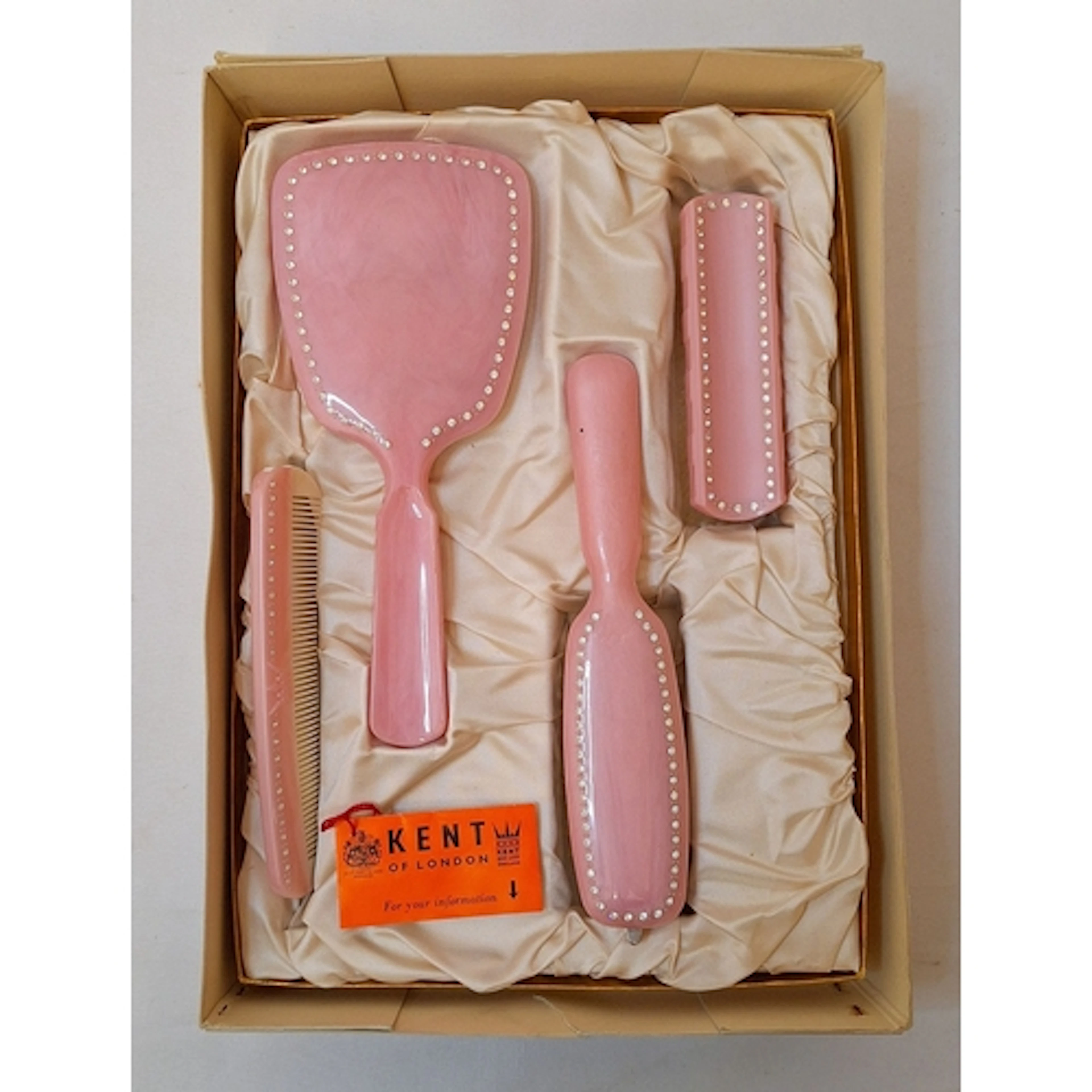 Kent of London Vintage Diamante Set Pink Plastic Dressing Ta...