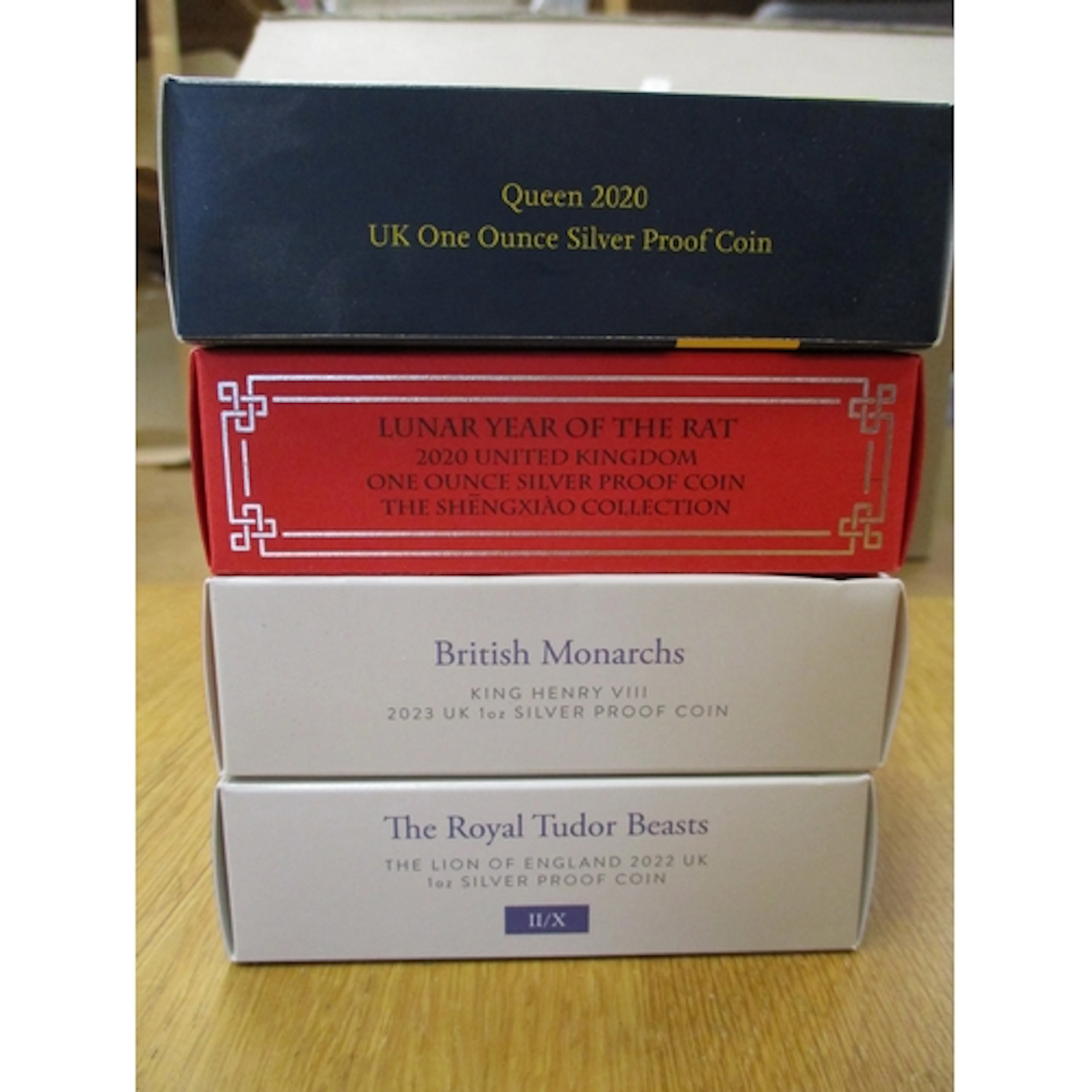 Collection of boxed £2 1oz silver proofs with 2020 (2), 2022...