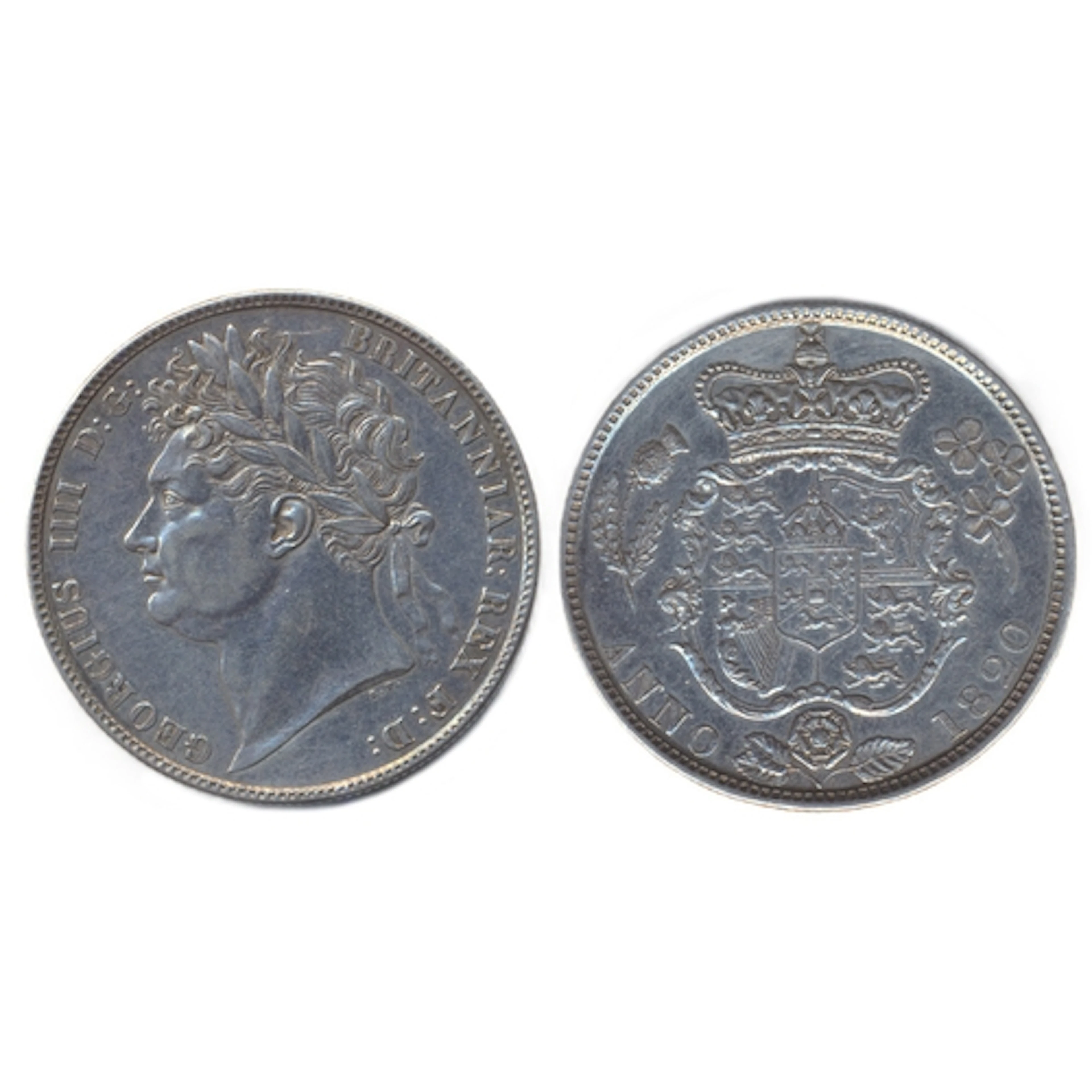 1820 half crown lightly garnished shield extremely fine. (Y)