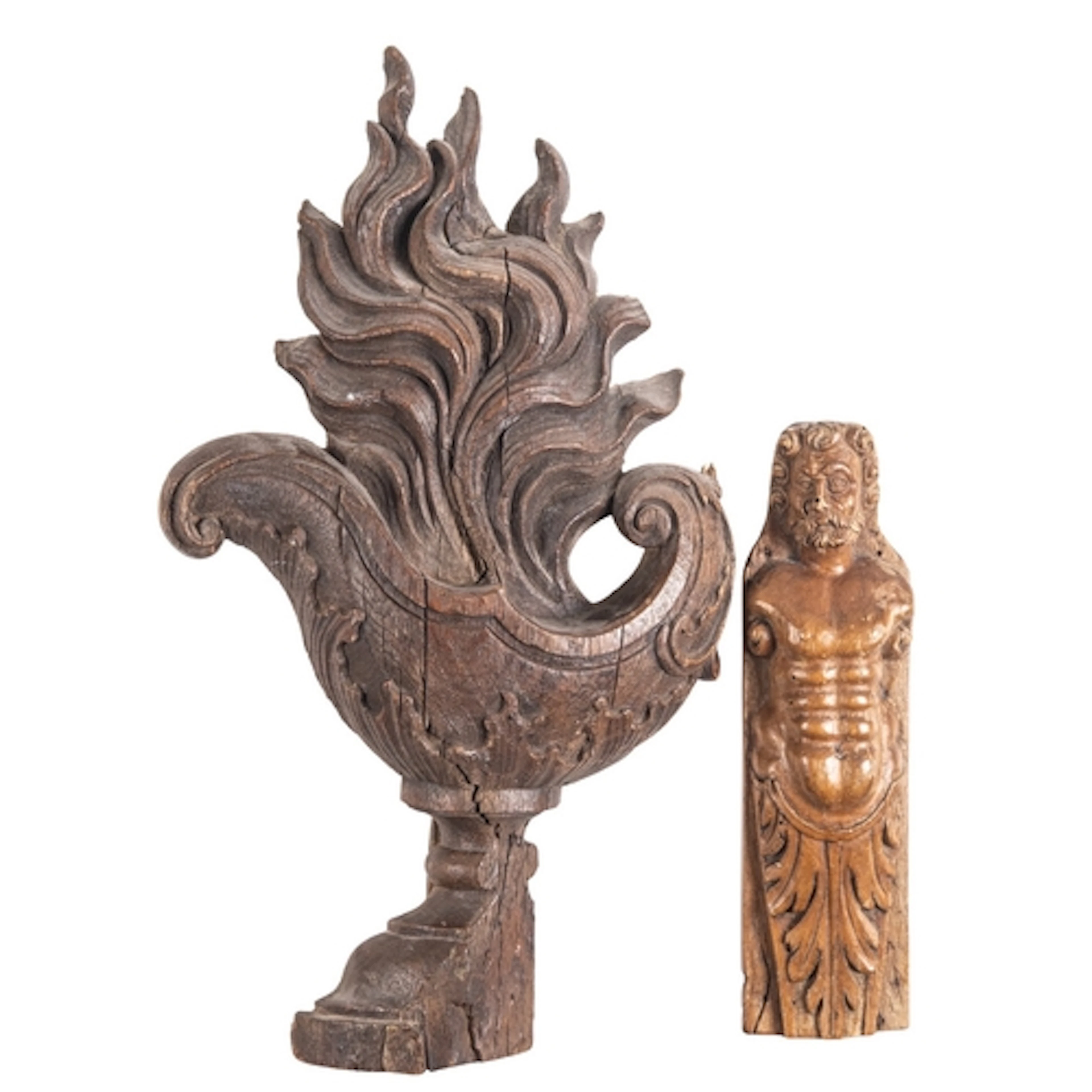 A Continental carved oak finial, 18th century; modelled as a...