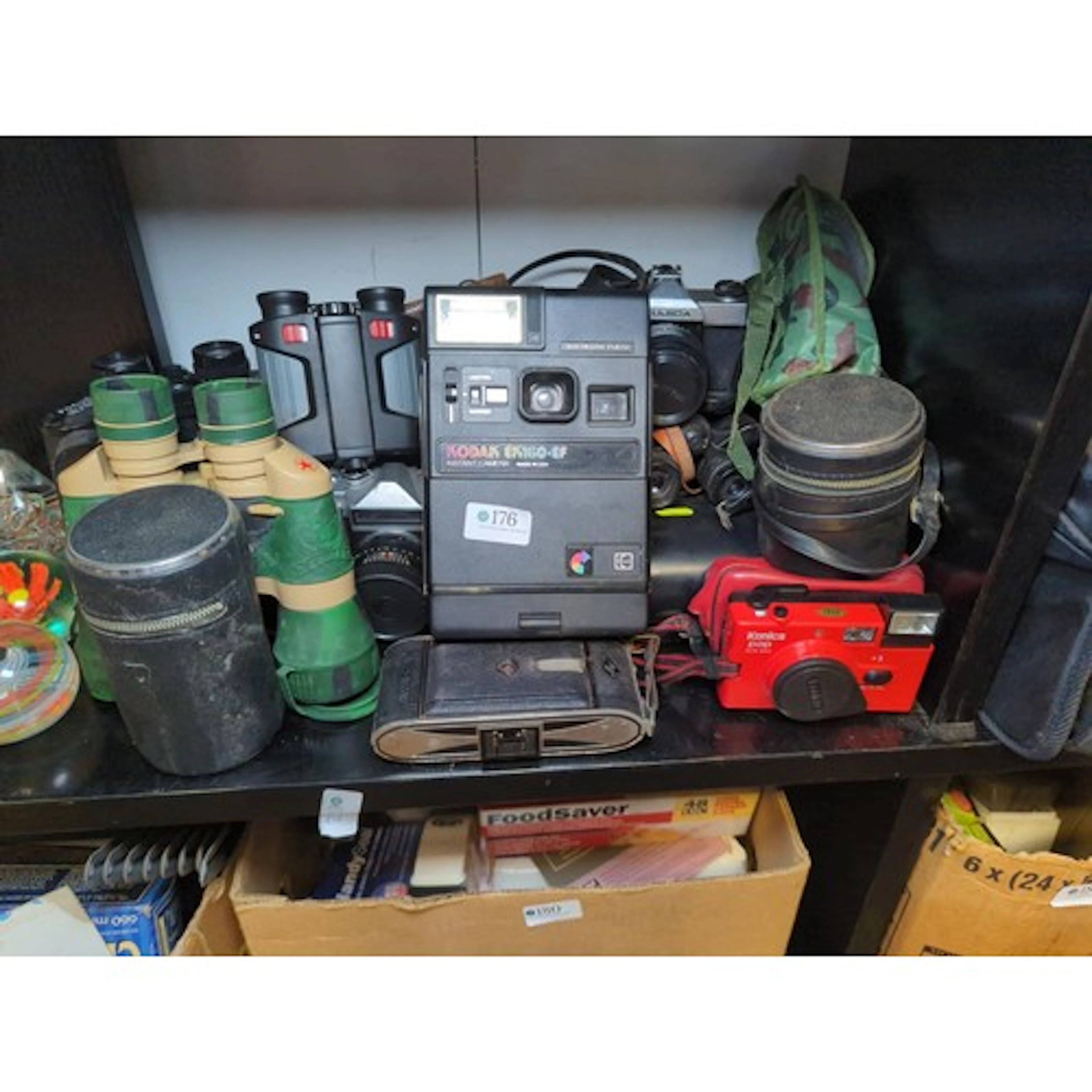 Tub full of vintage binoculars including Zenith & Focus ...