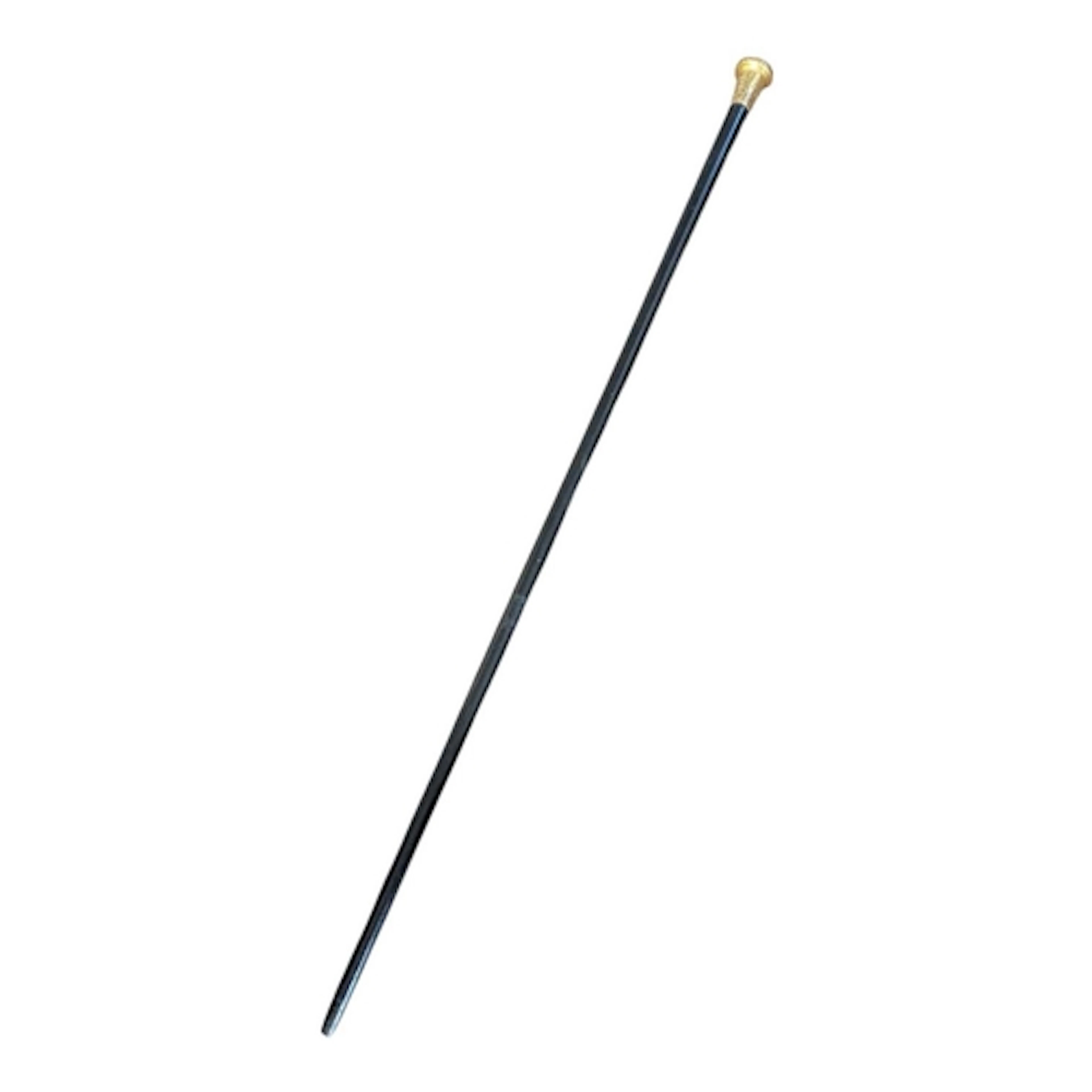 An early 20th century walking cane with gold plated top. Ini...