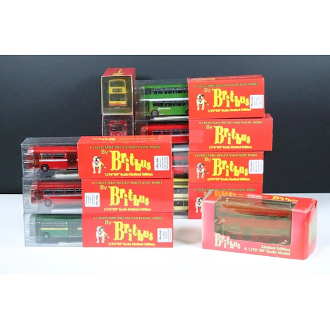 12 Boxed Britbus diecast model buses to include N62-002 Lond...