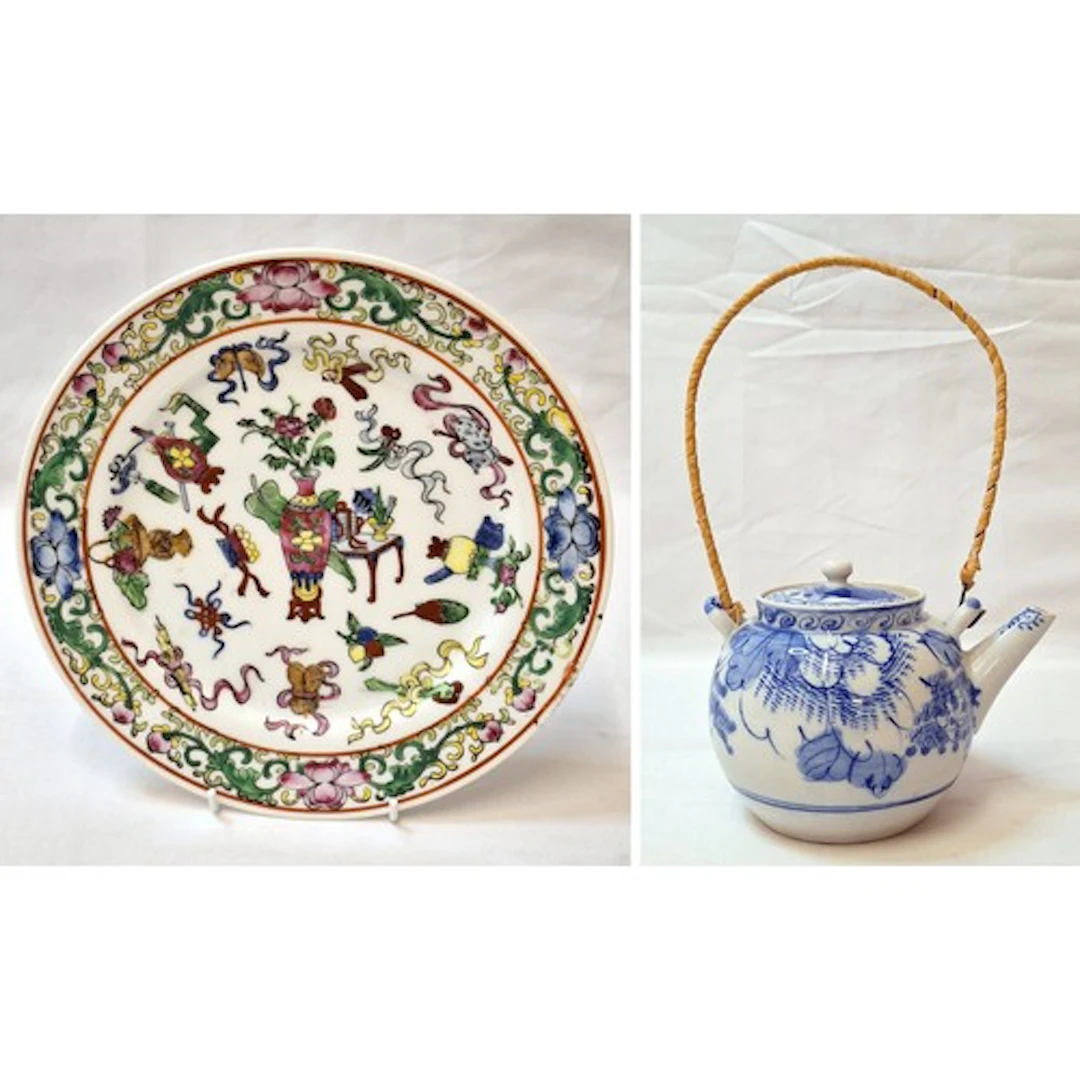 Chinese Famille Rose Dish decorated with precious objects & ...