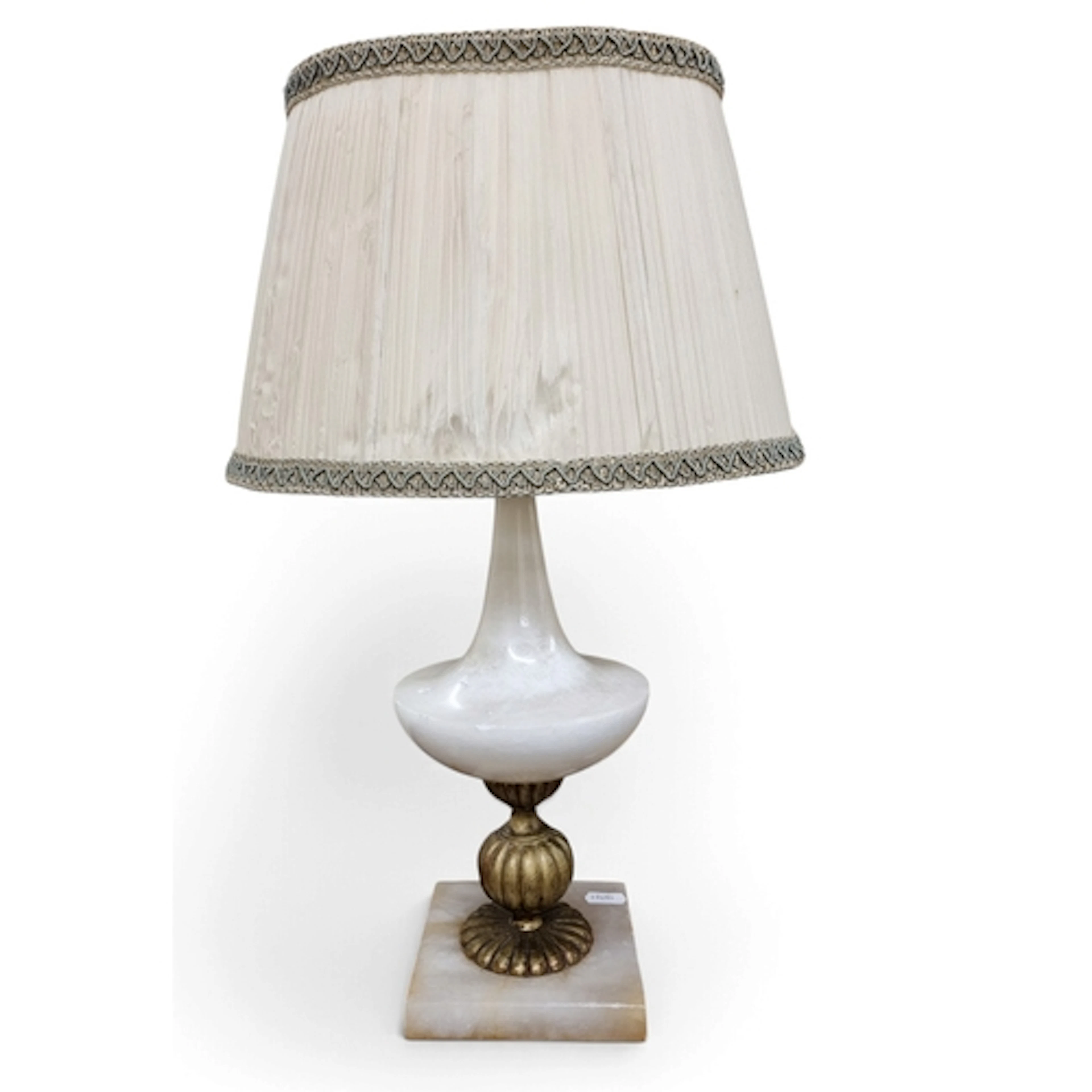 A good pair of Alabaster and Brass Table Lamps with shades. ...
