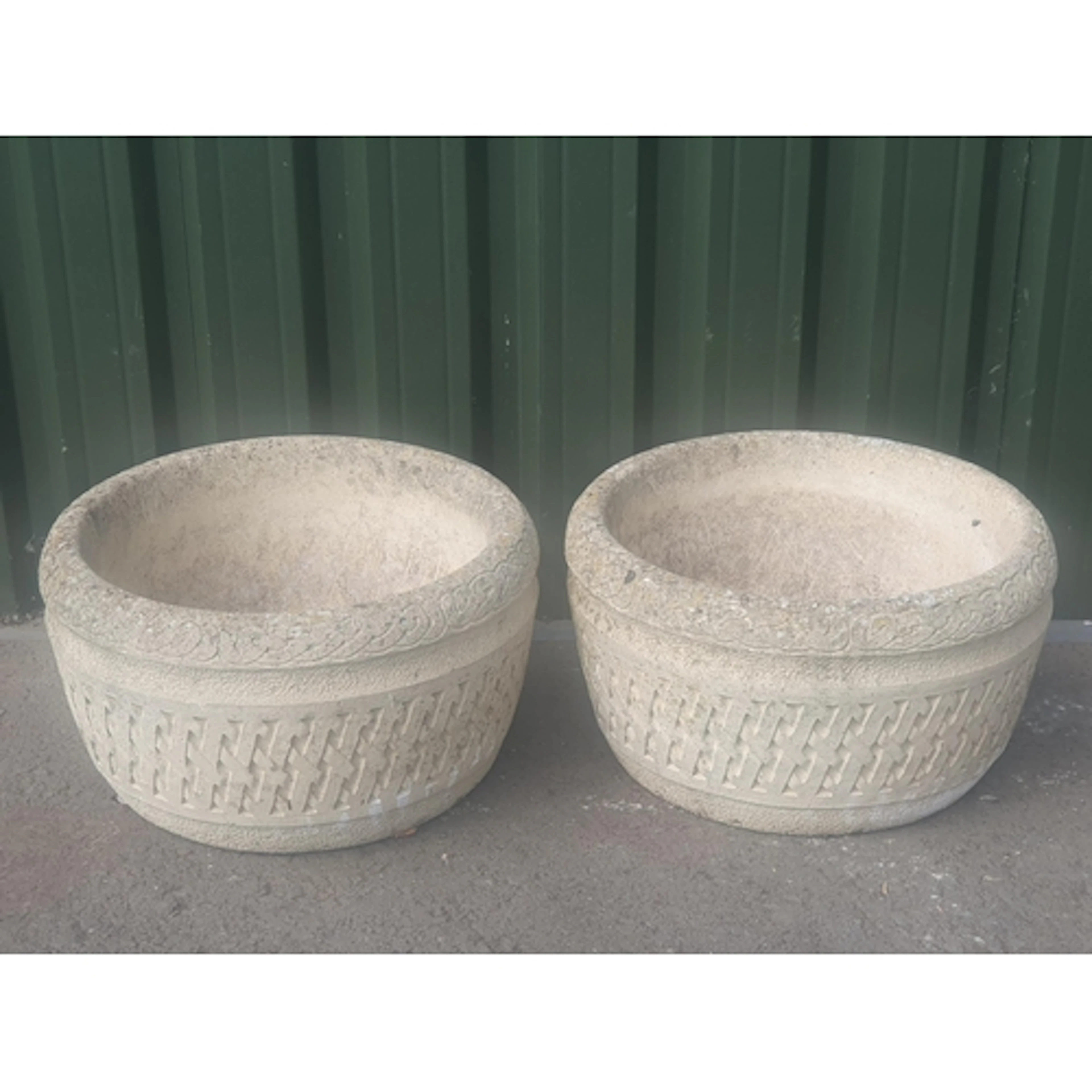 A pair of Cotswold Studios Ltd Garden Planters of circular f...