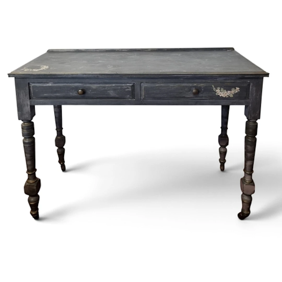 A 19th Century painted Side Table with twin drawer frieze an...