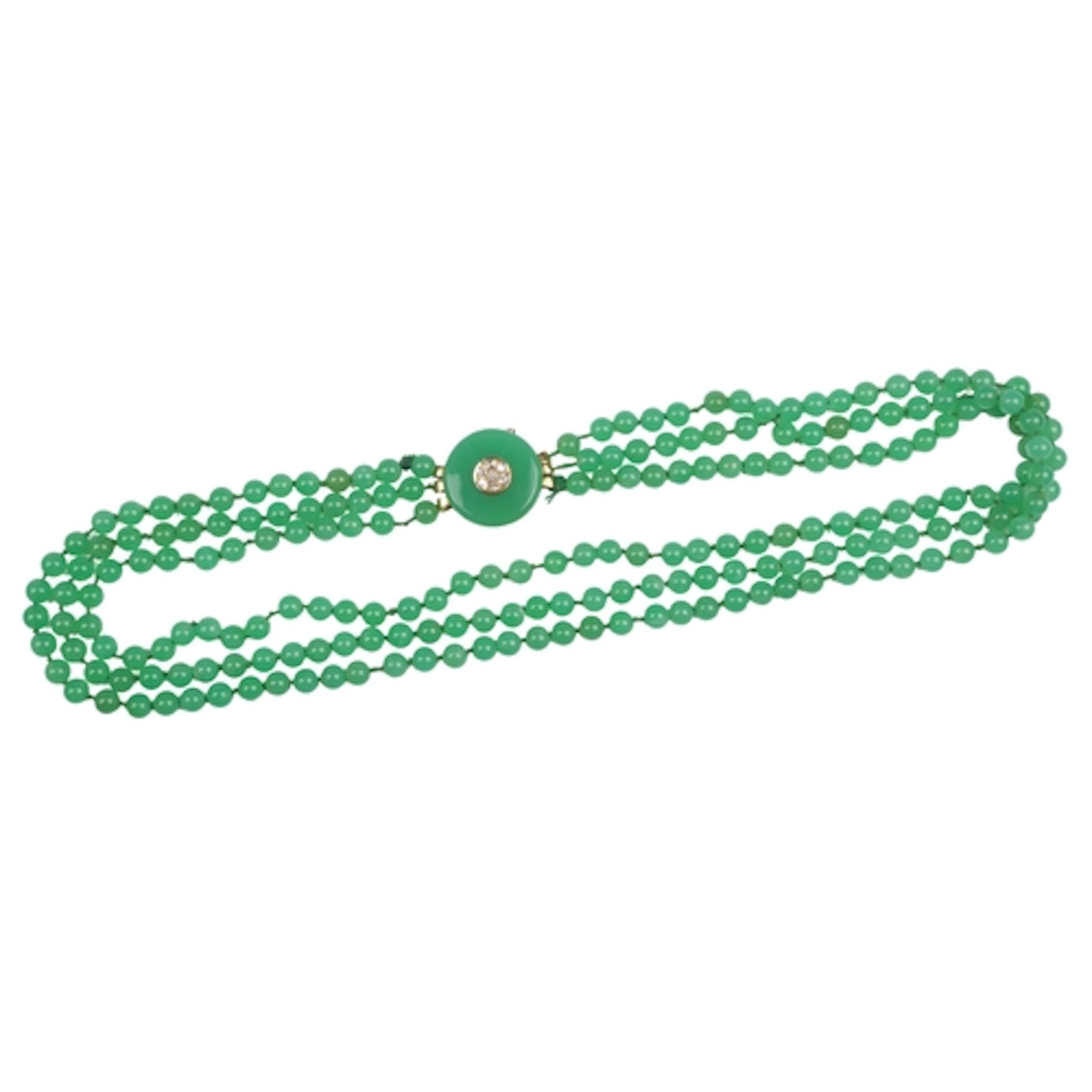 J Köhle, an attractive chrysoprase and diamond necklace, Ger...