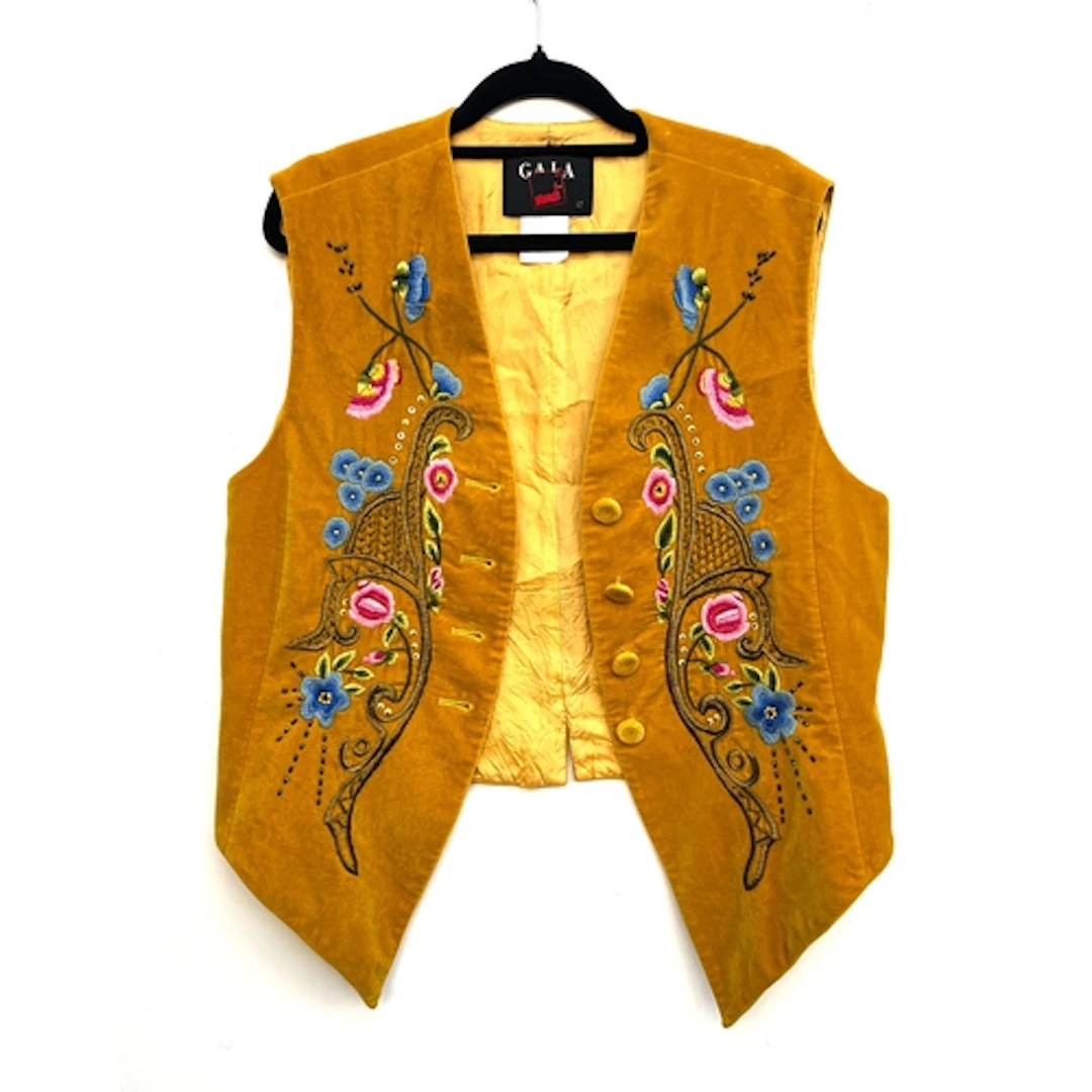 A Gala Mondi mustard velvet waistcoat, size 42; We the Free ...