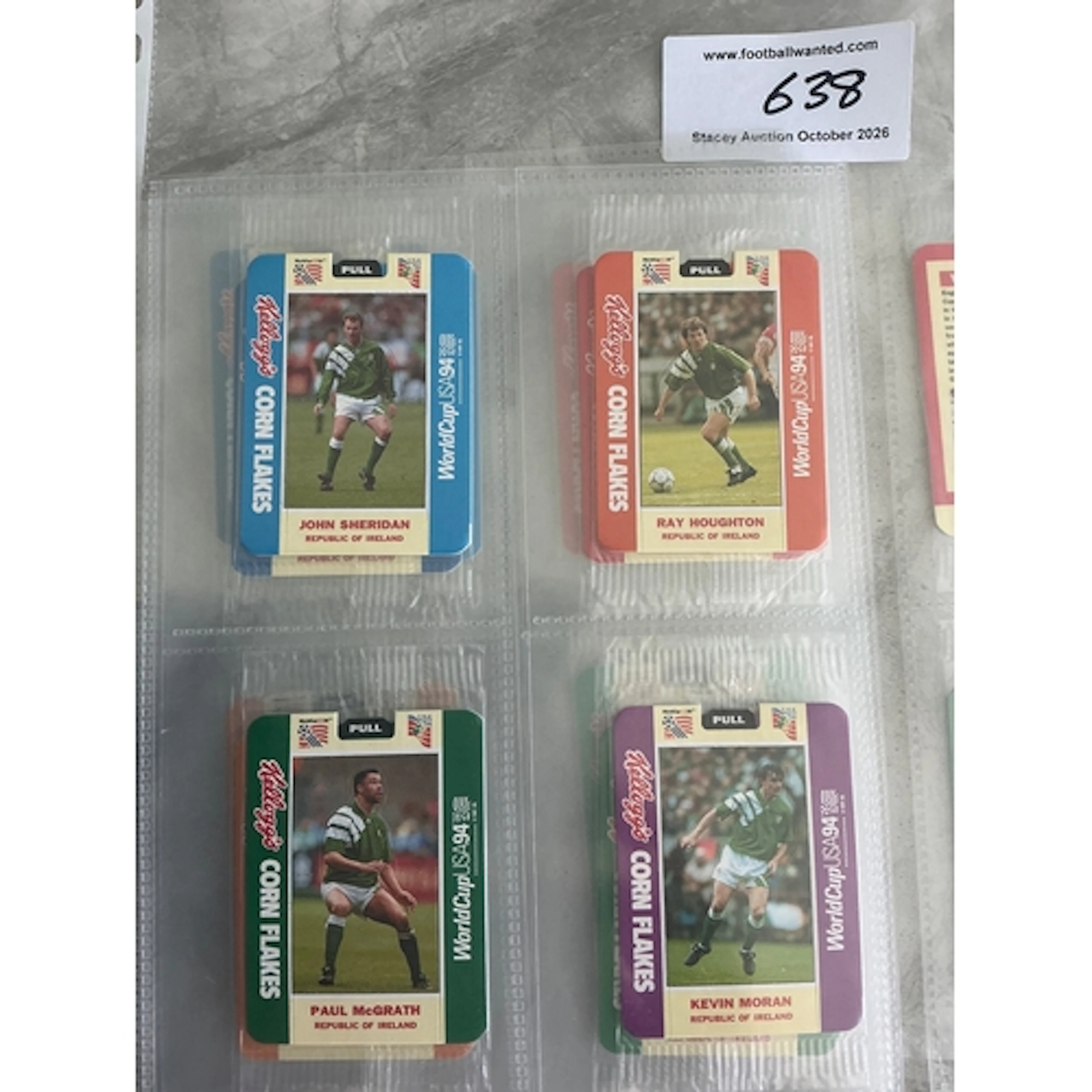 Republic Of Ireland Kelloggs World Cup 94 Football Cards: Fu...