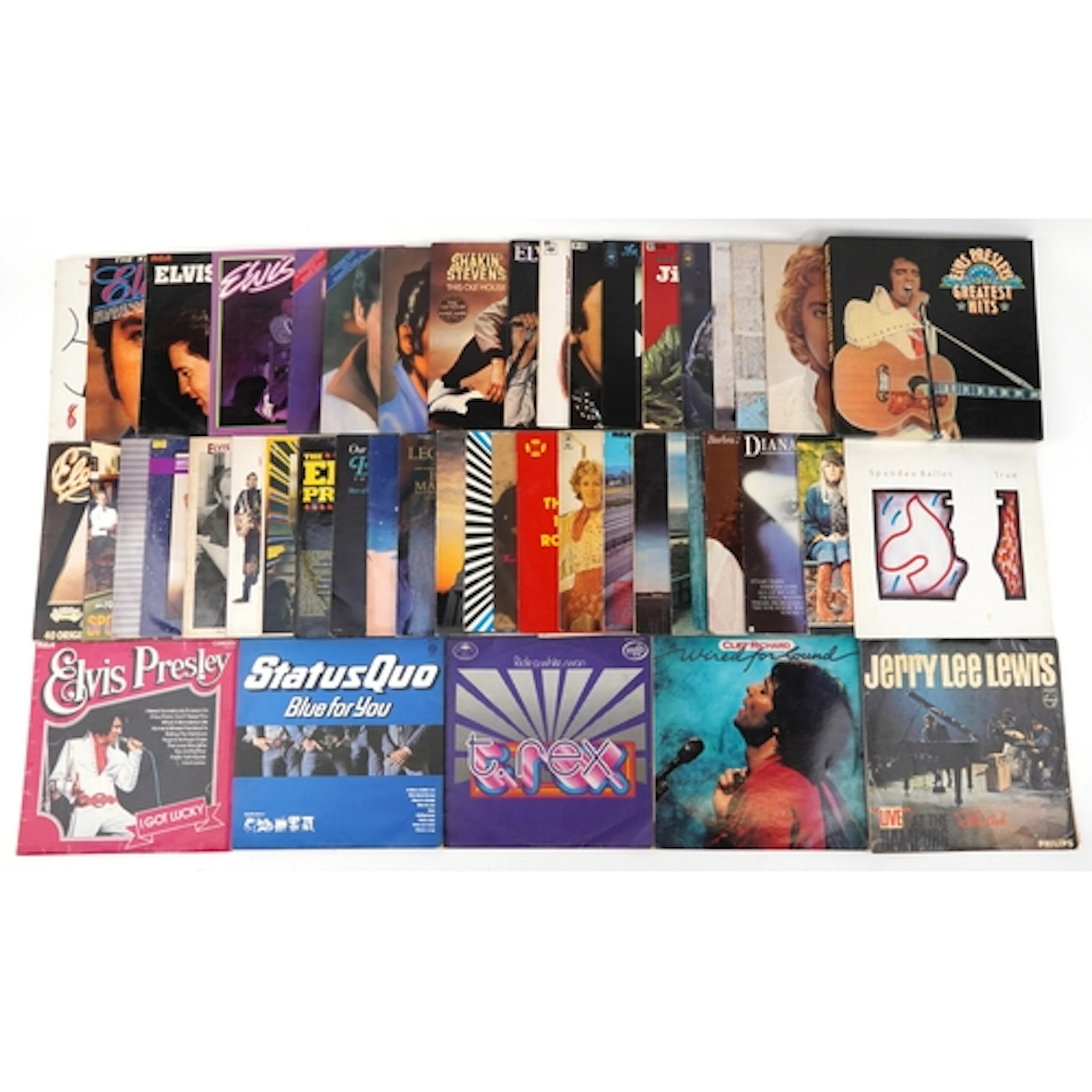 Collection of vinyl LP records including Elvis Presley, T-Re...