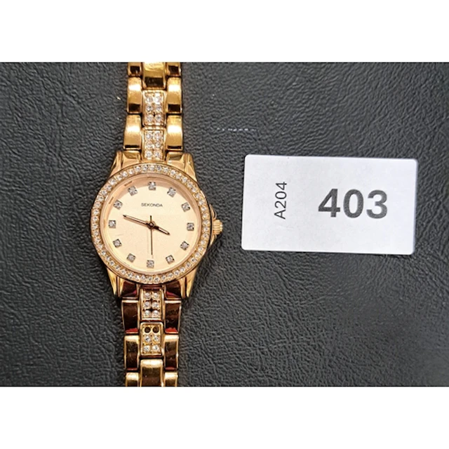 LADIES SEKONDA JOANNE WRISTWATCH with crystal set dial, beze...