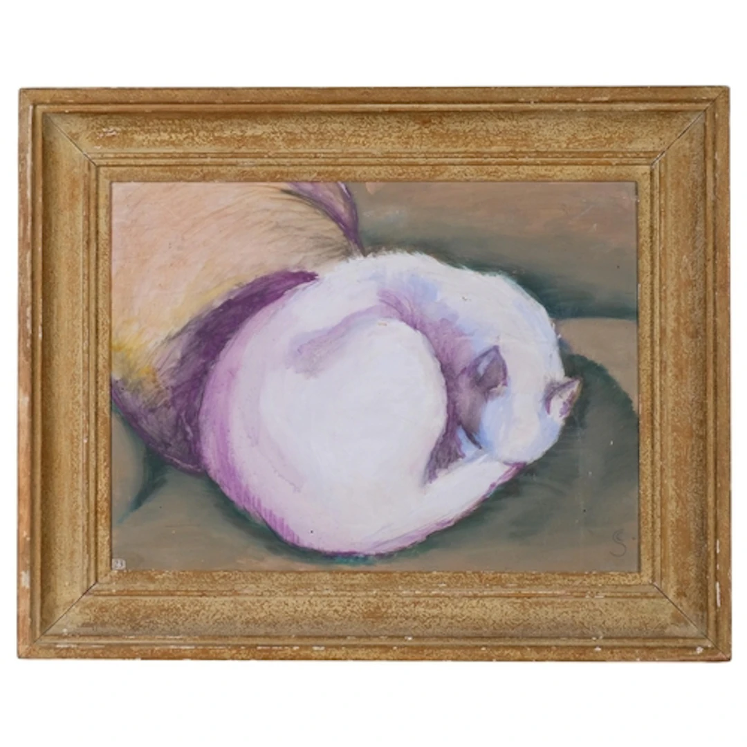 Catherine Sinclair, portrait of a cat, Dinah, oil on board, ...