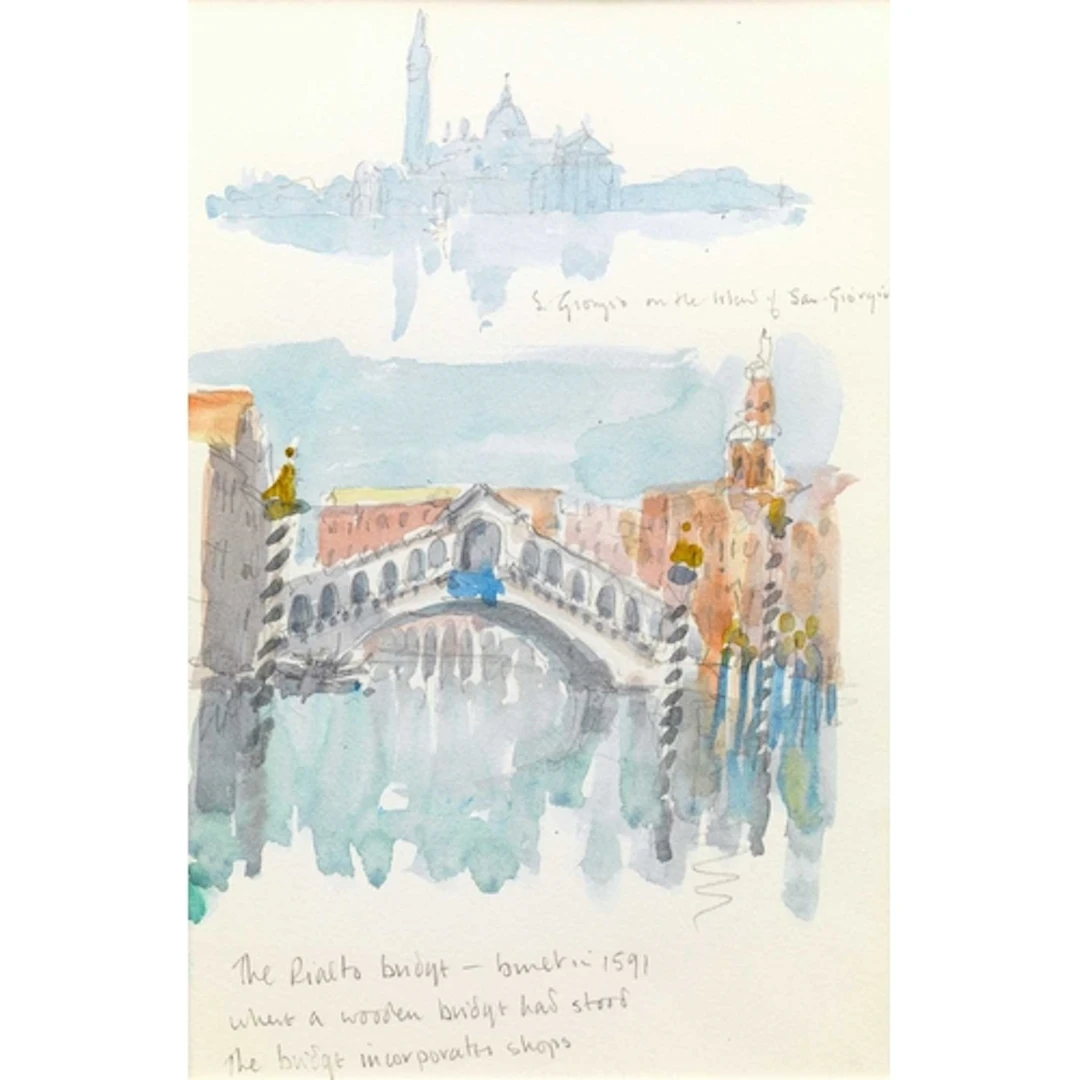 § John MILLER (1931-2002) Rialto Bridge, Venice Watercolour,...