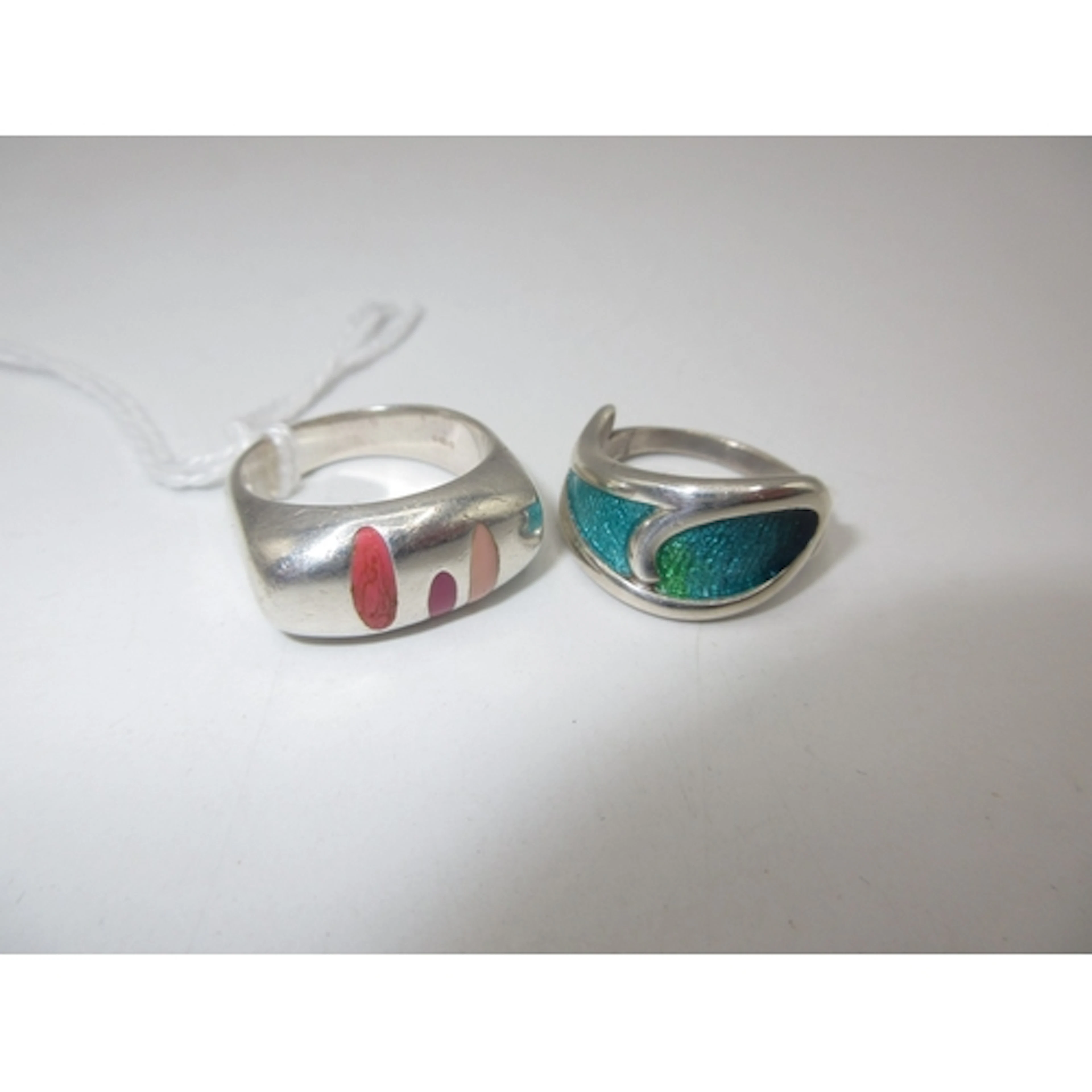 Ortak Silver and Enamel Ring and Another Similar (2)
