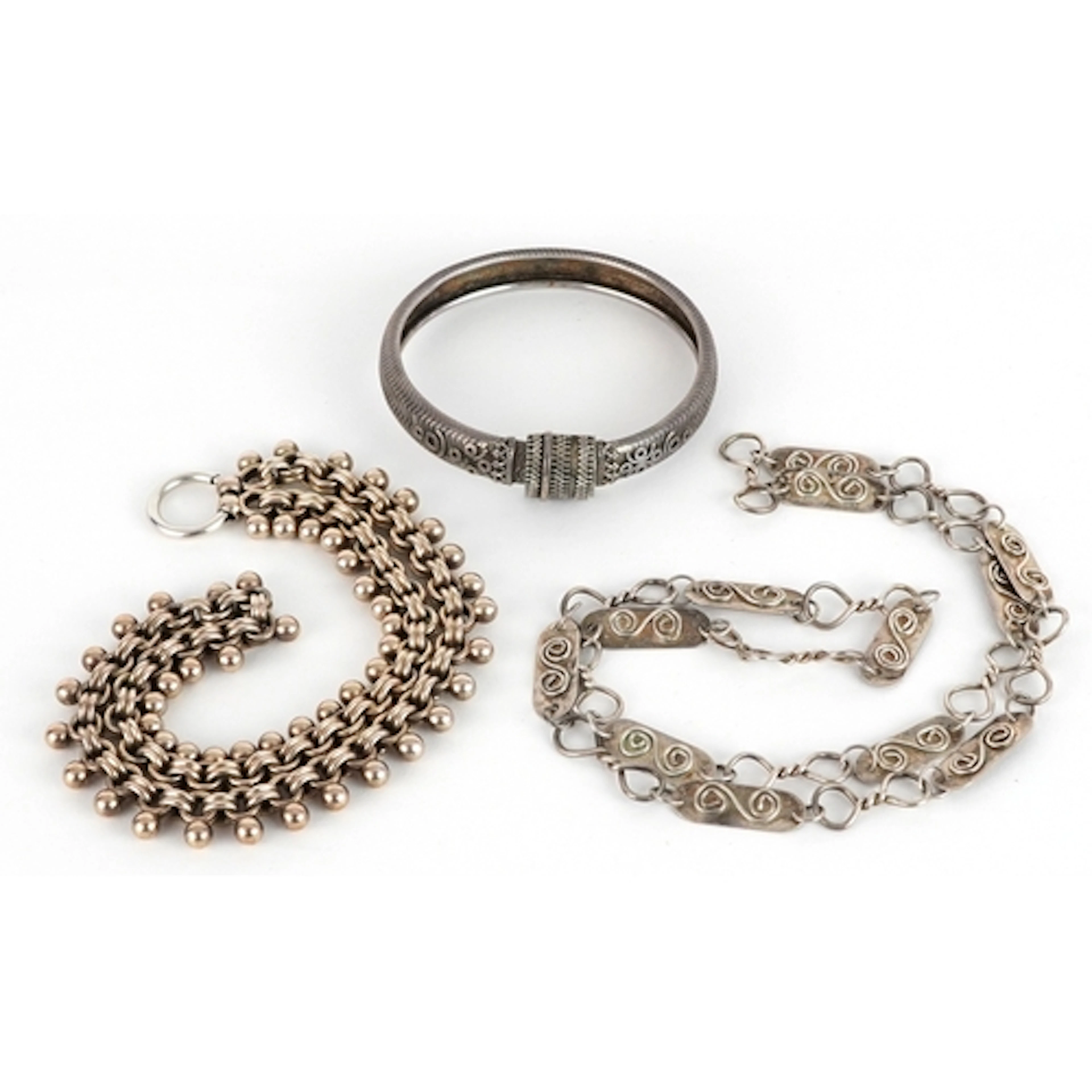 Middle Eastern silver and white metal jewellery comprising t...