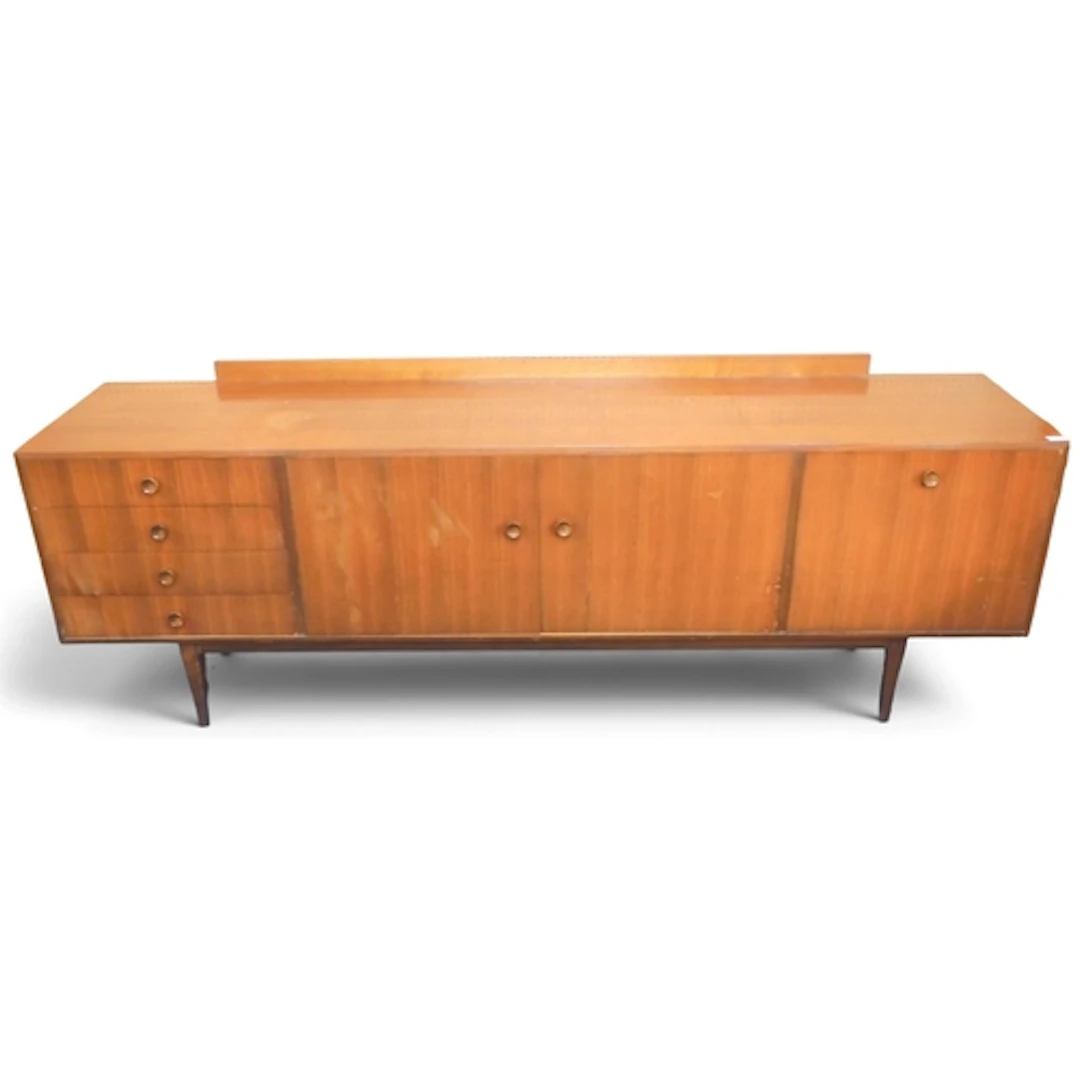 A mid 20th century teak Meredew sideboard with pair of centr...