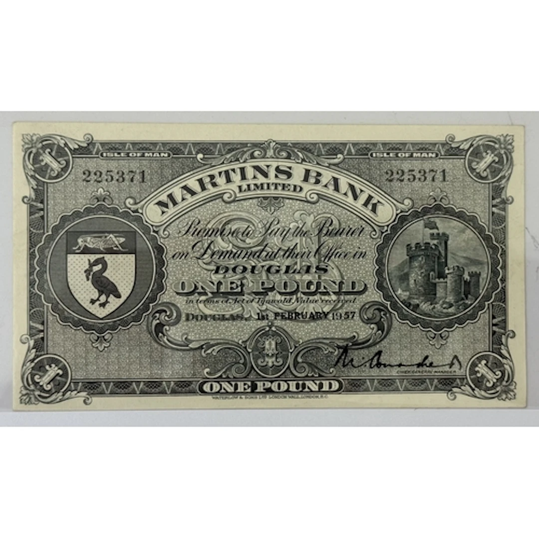 Banknotes: Martins Bank Douglas Isle of Man, £1 note, serial...