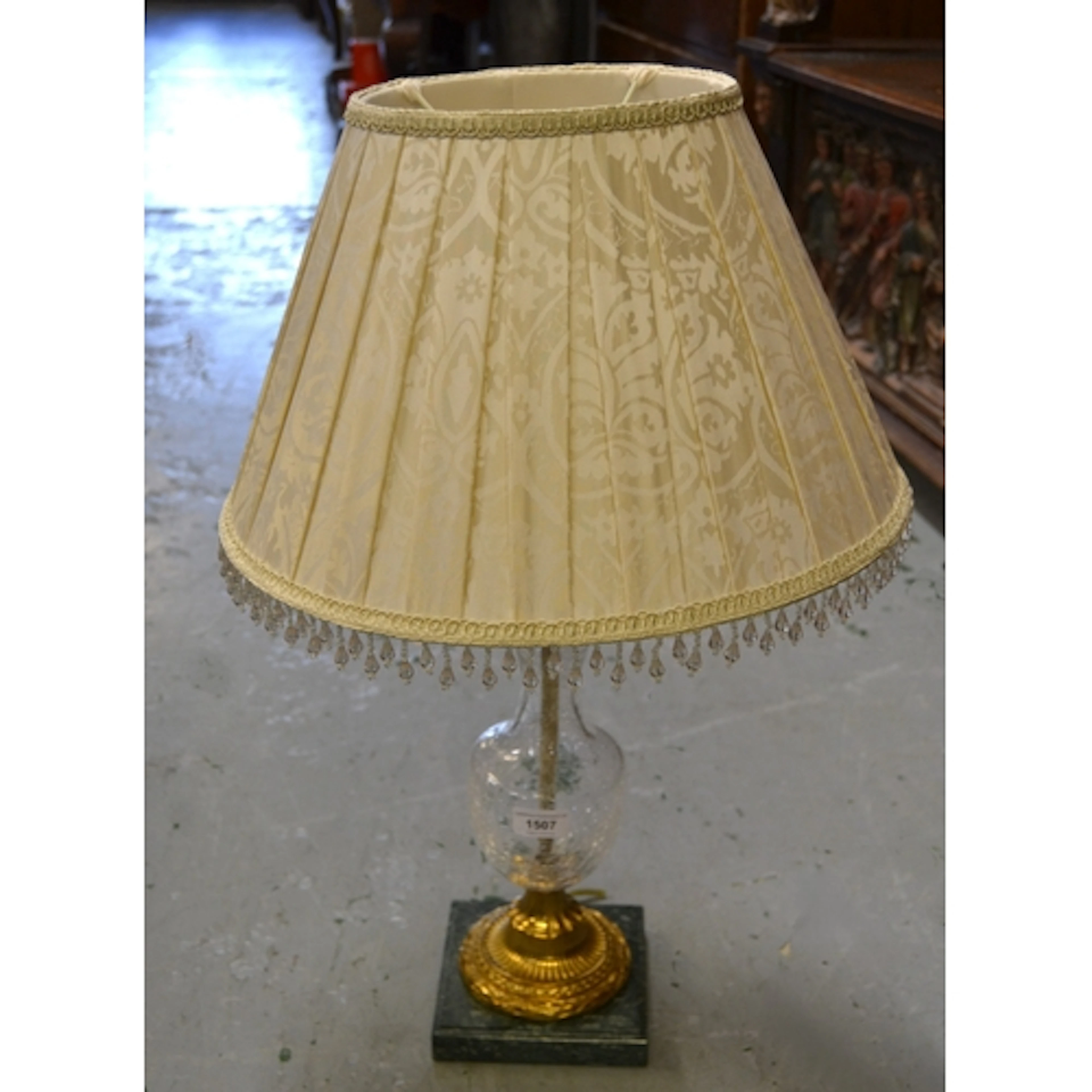 Good quality reproduction crackle glass ormolu and marble ta...