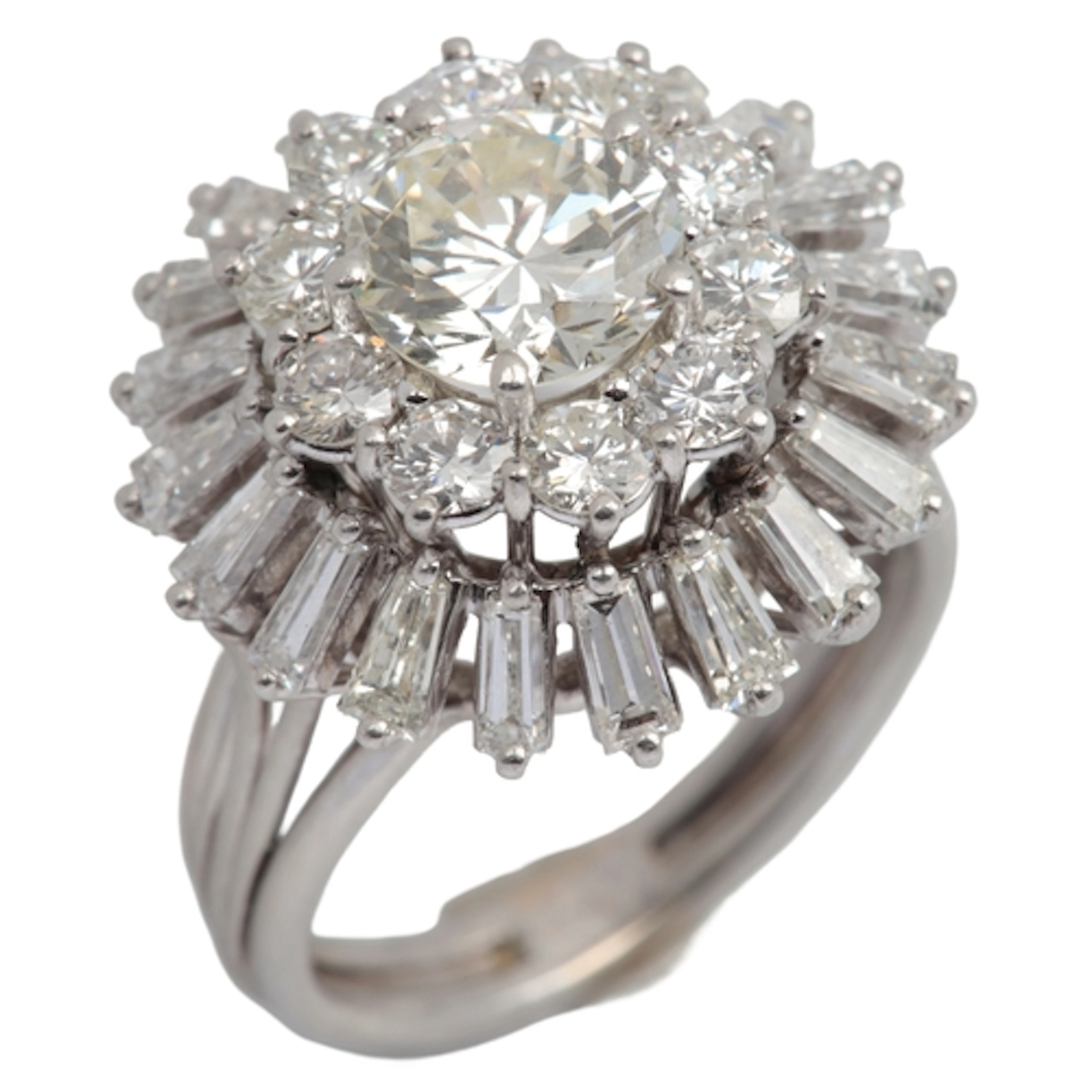 A diamond cocktail ring, 1960s, claw-set with a brilliant-cu...
