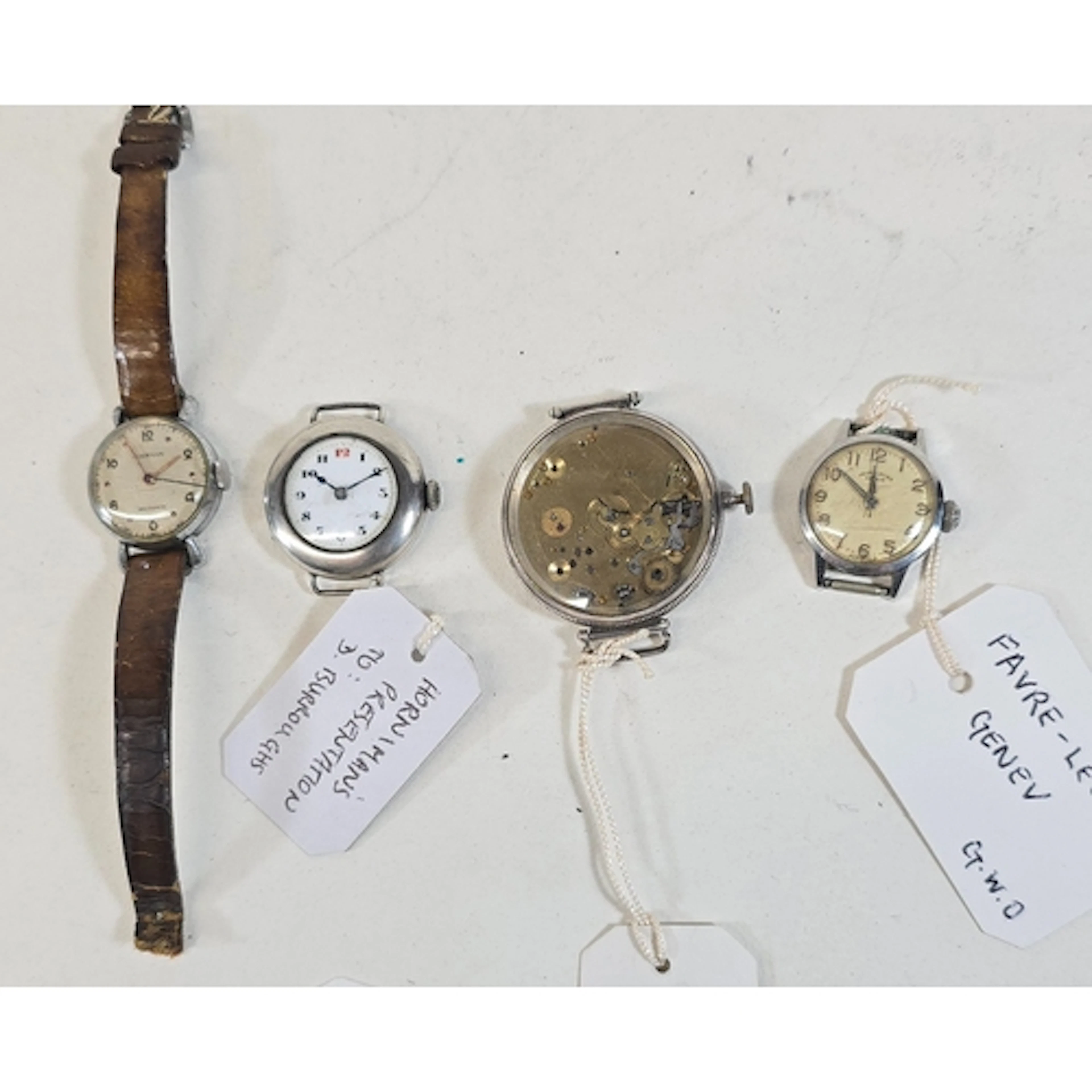 3 small wristwatches: Marvin GWO &C, Swiss Favre-Leuba, ...