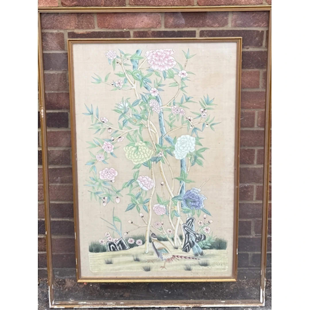 A 20TH CENTURY CHINESE WATERCOLOUR ON SILK 85.5cm x 55cm Dou...