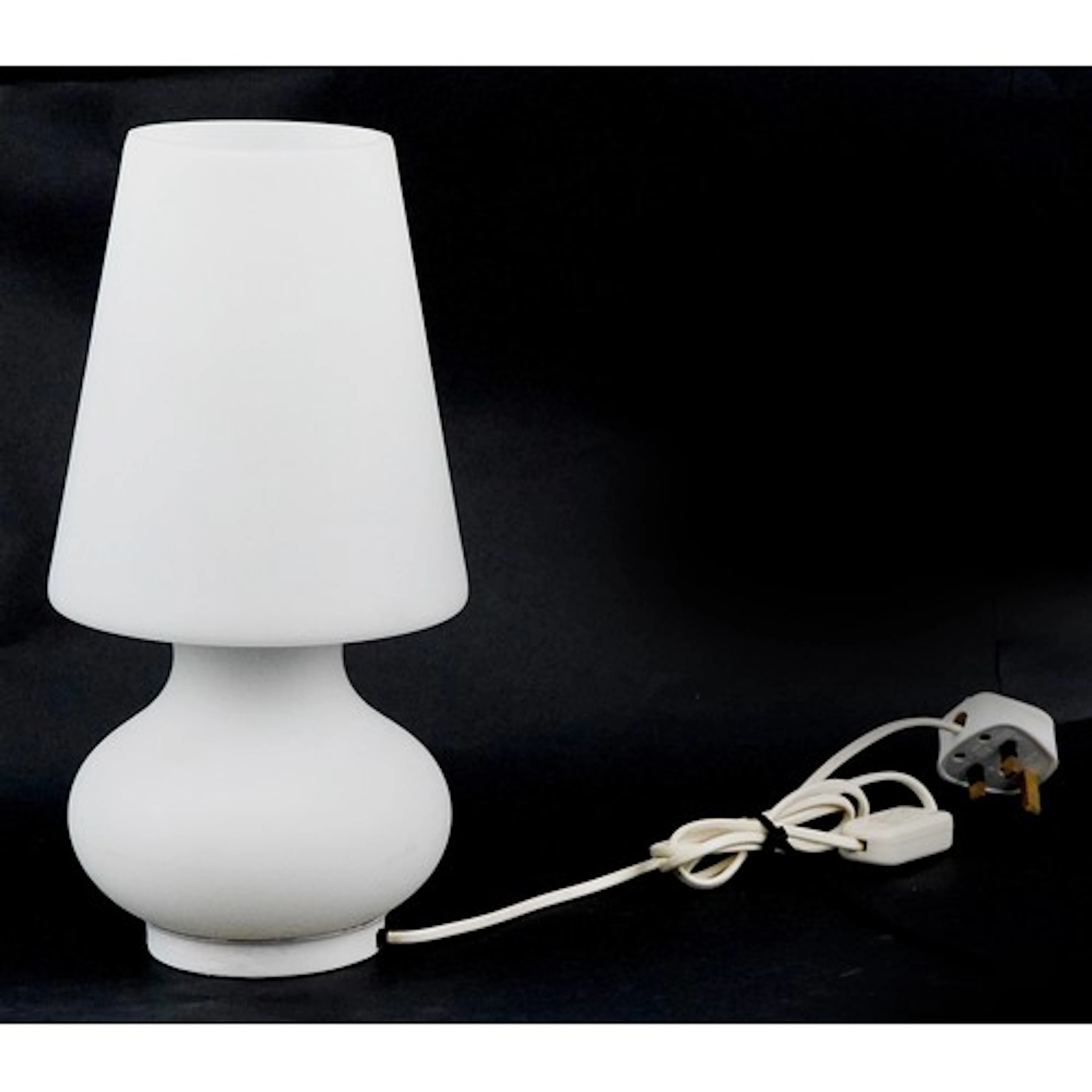 Conical white satin finish glass table lamp in the style of ...