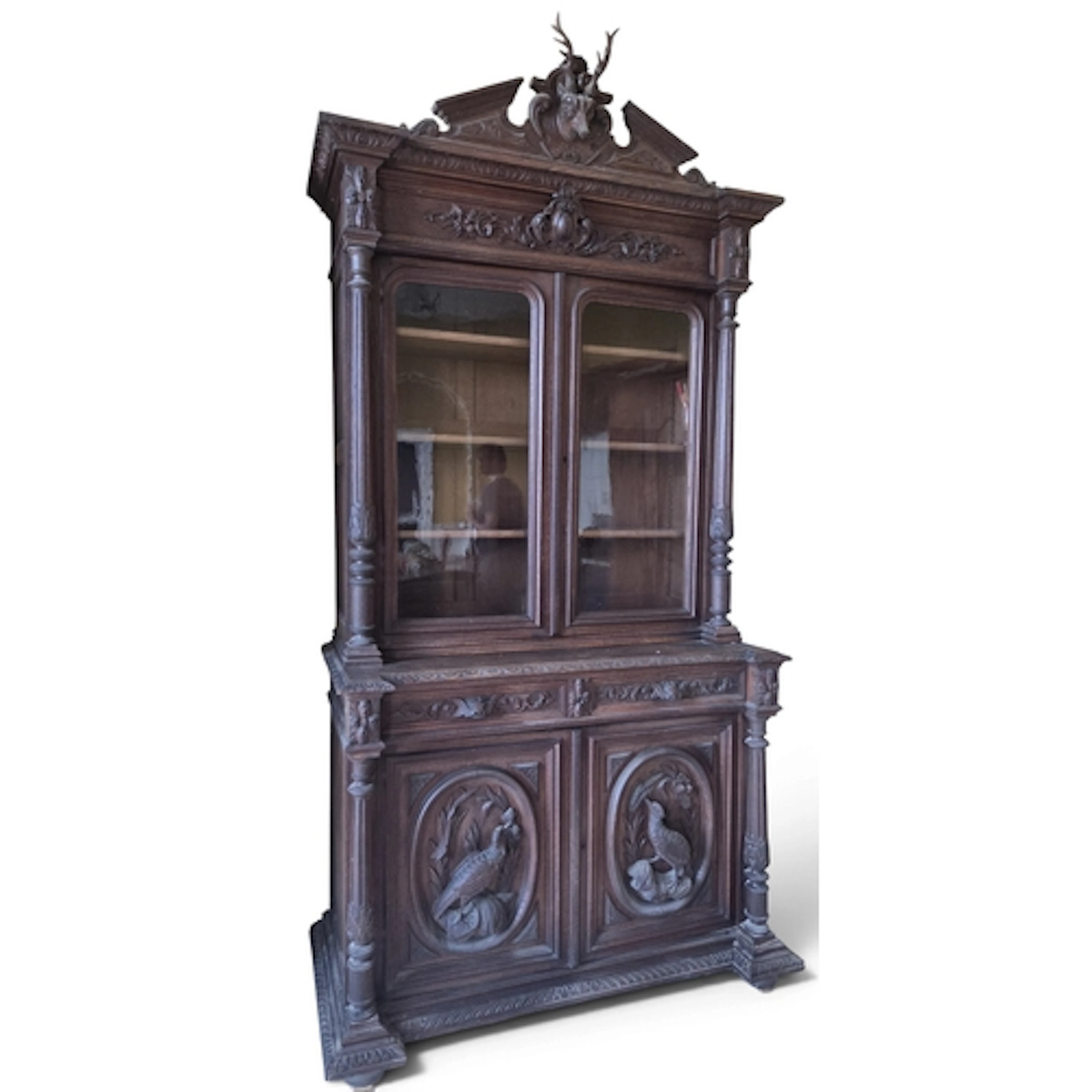 A 19th Century Continental Oak two door country Bookcase wit...