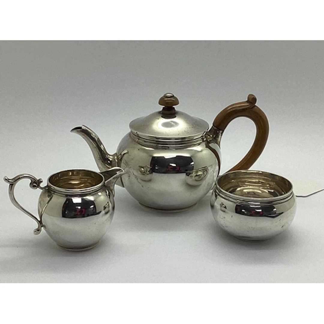 A Dainty Hallmarked Silver Bachelor's Three Piece Tea Set, C...
