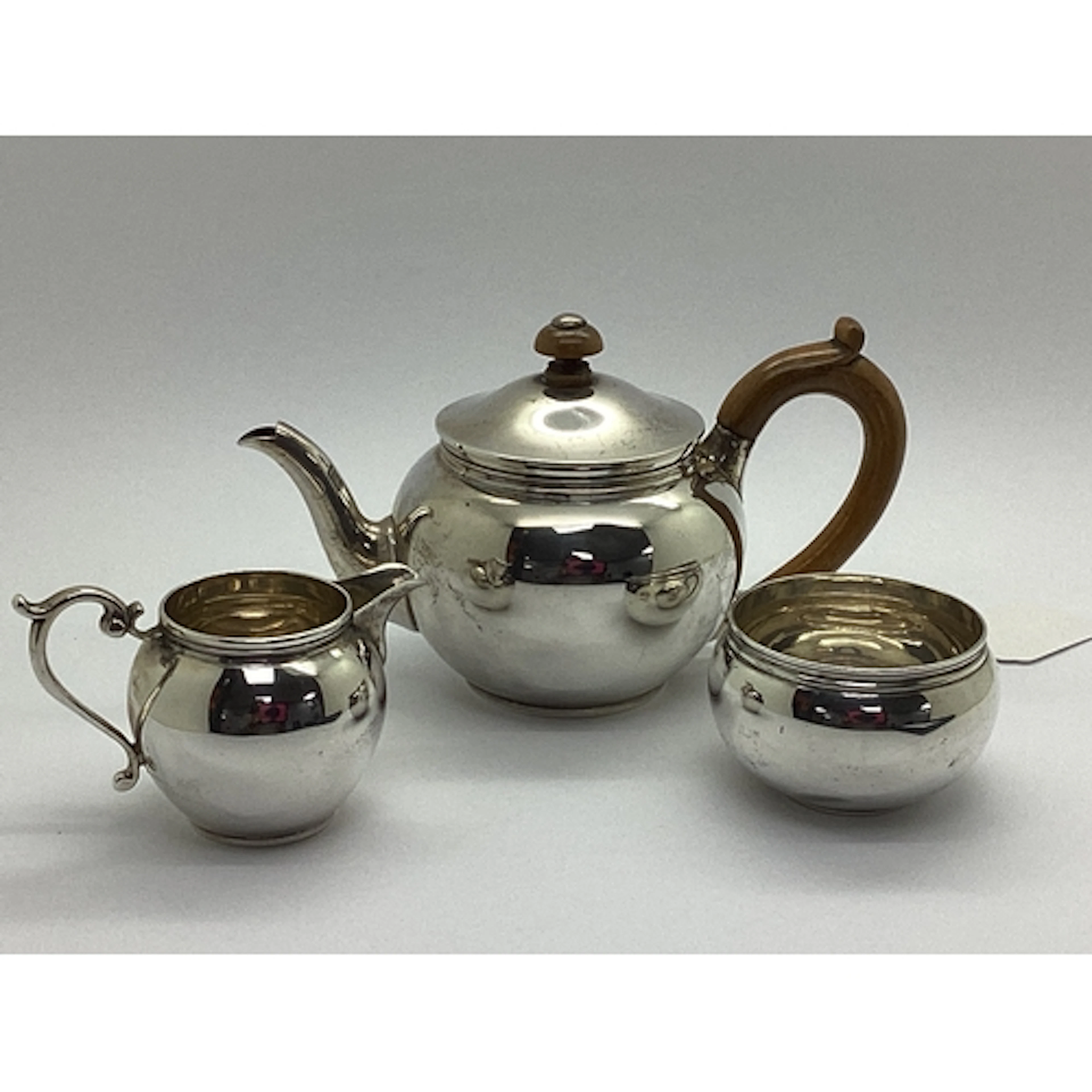 A Dainty Hallmarked Silver Bachelor's Three Piece Tea Set, C...