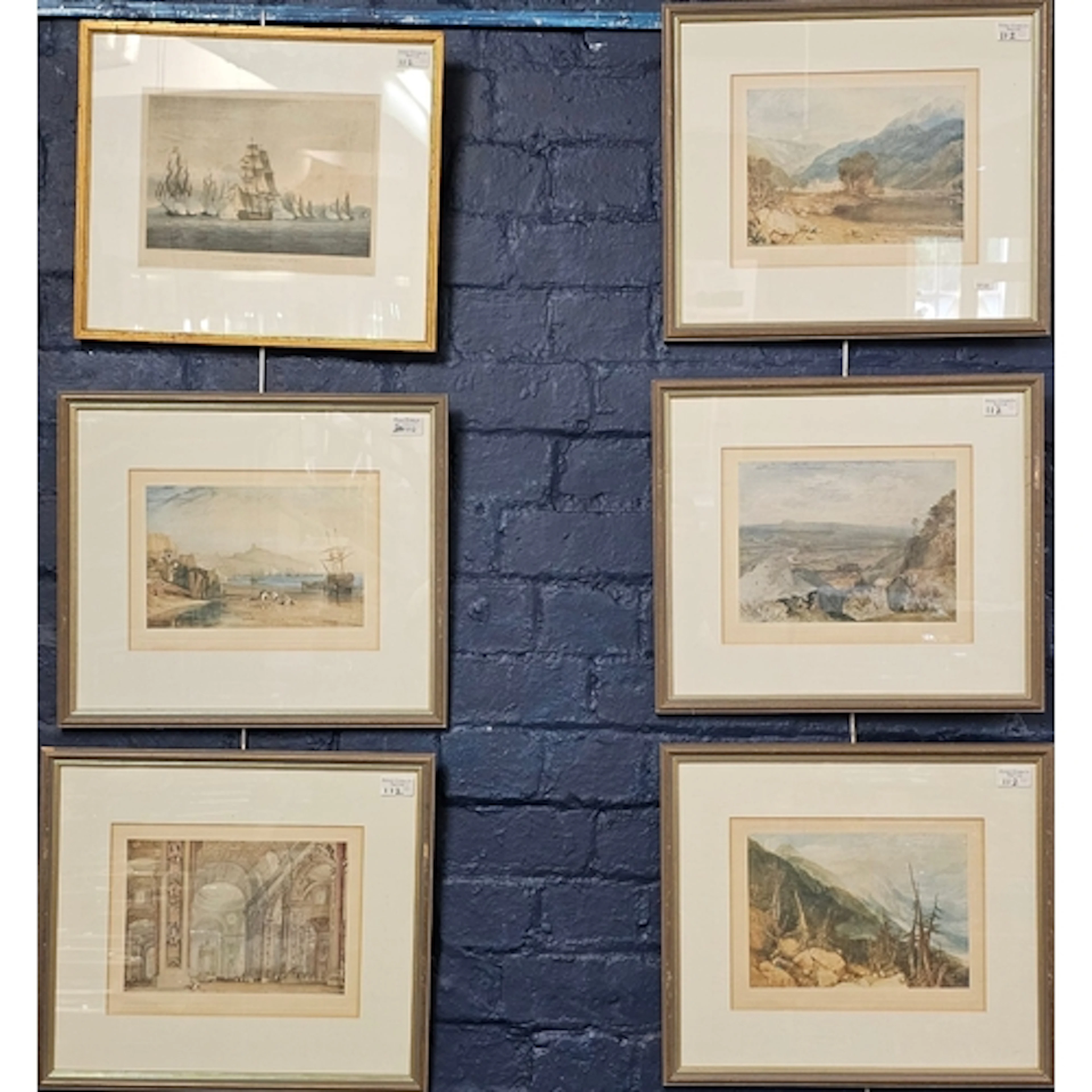 After J M W Turner RA, a group of coloured prints including ...