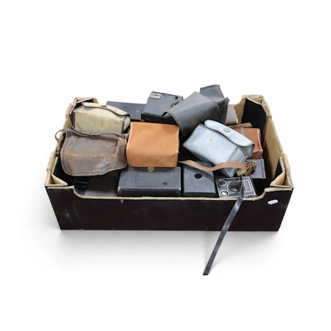 A large collection of Kodak box cameras mainly Brownie examp...