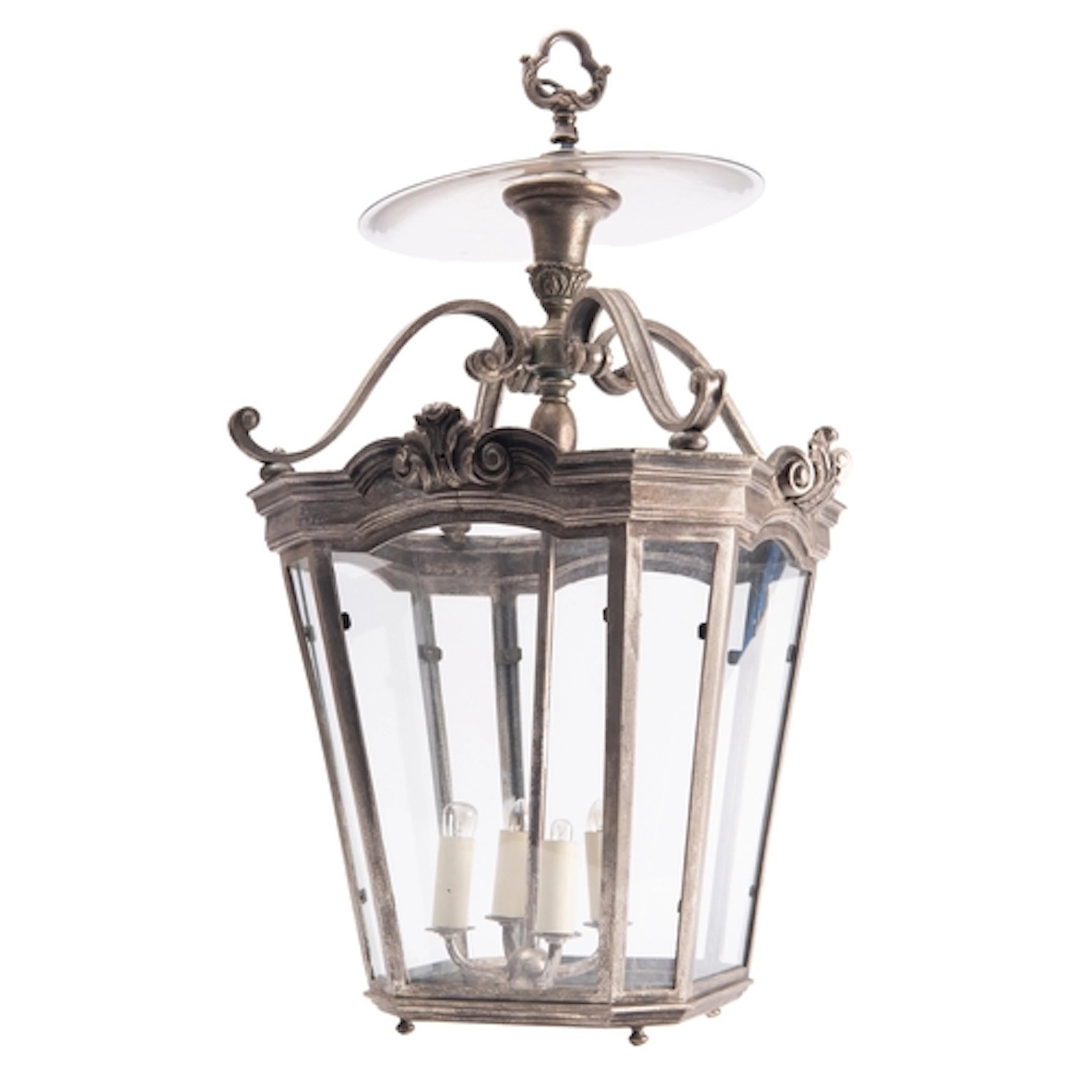 A silvered metal ceiling lantern in late 18th century style,...