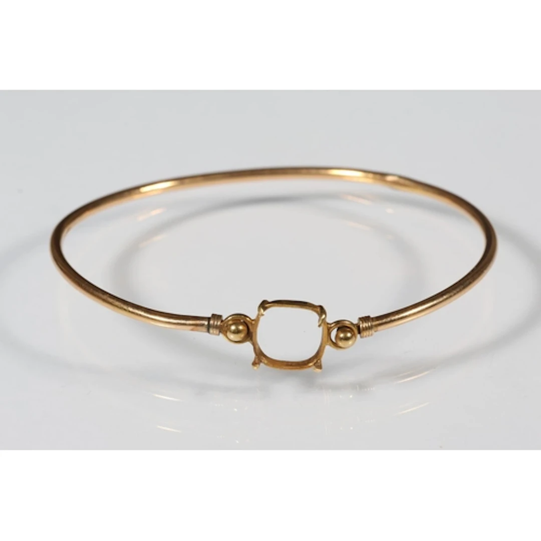 Gold tone bangle stamped '14K', missing stone, 4g gross.&nbs...