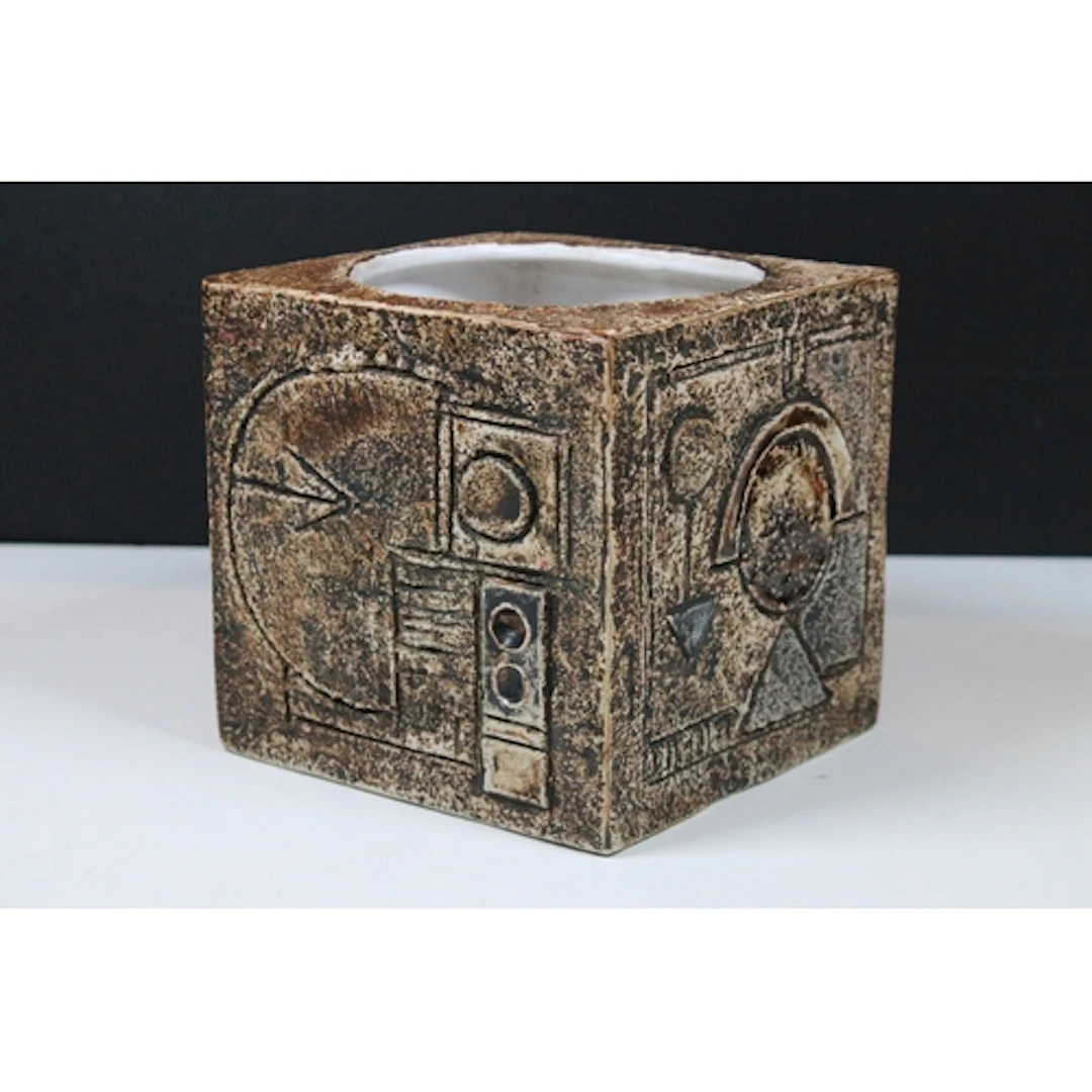 Troika pottery large cube vase, possibly by Mary Baker, havi...