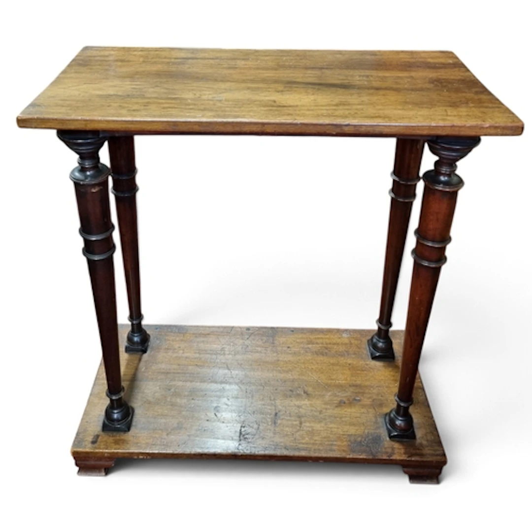 A 19th Century Mahogany Pier Table on turned supports and pl...