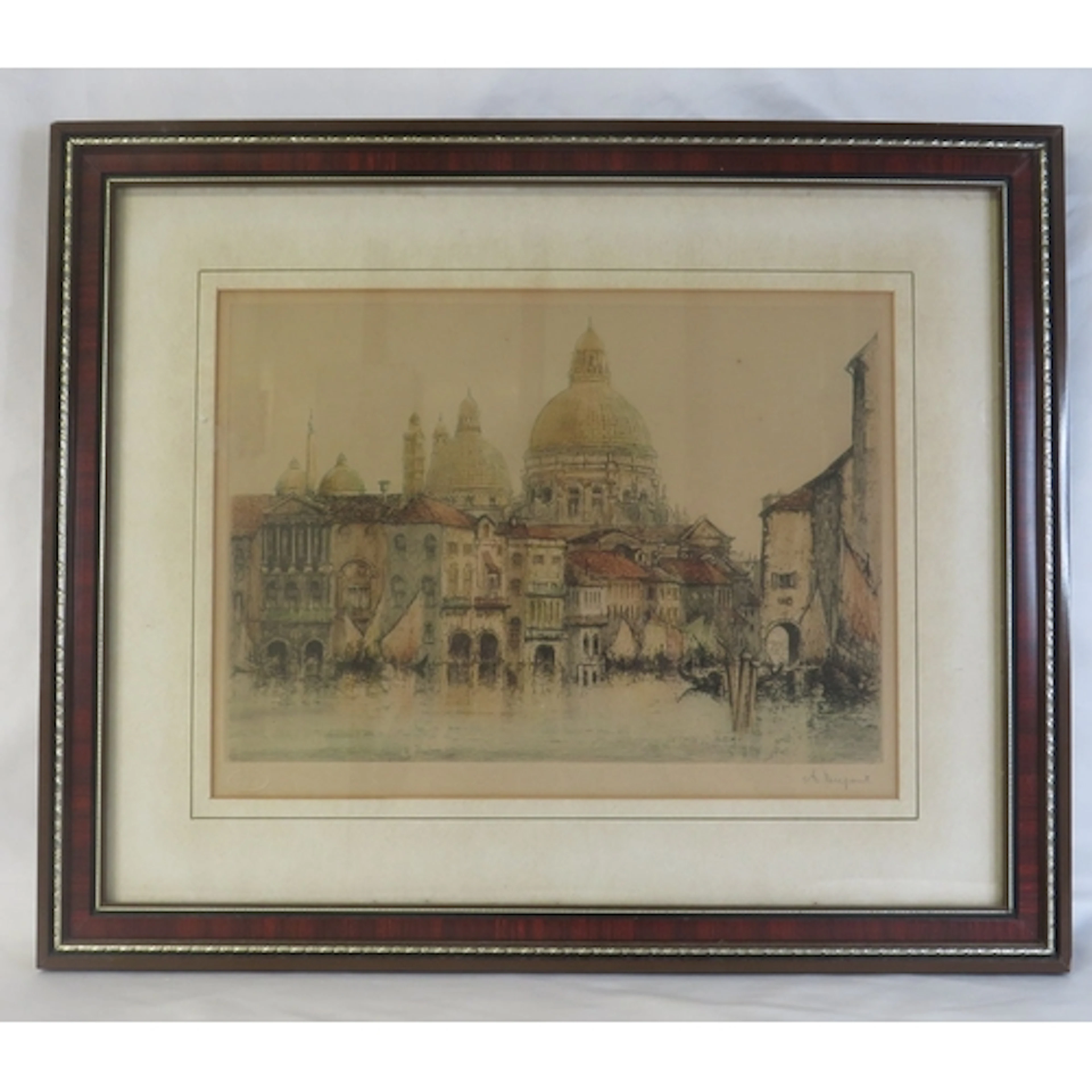 F/g Coloured Etching Print Scene of Venice, signed A Dupont,...