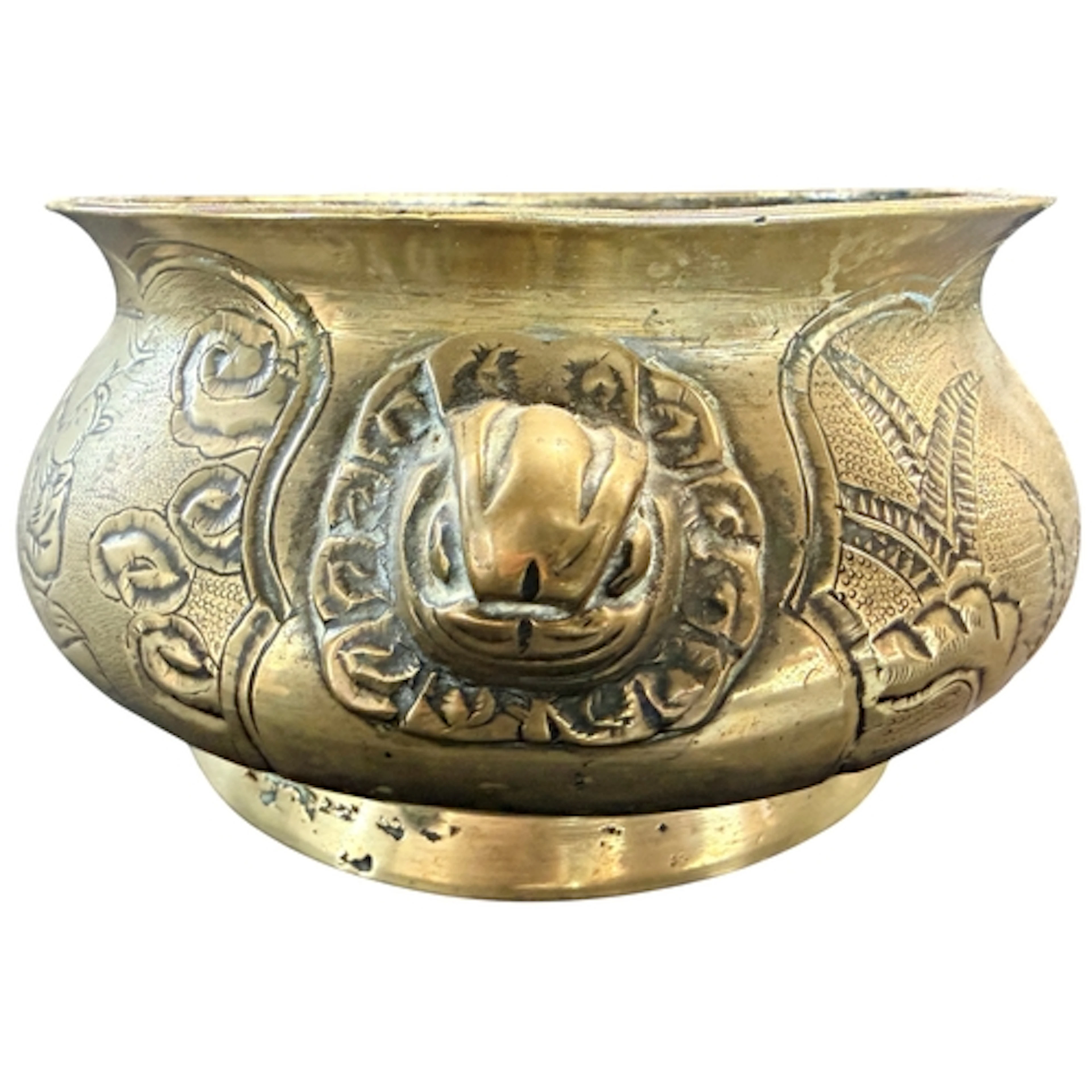A Chinese cast bronze censer, with warrior decoration and my...