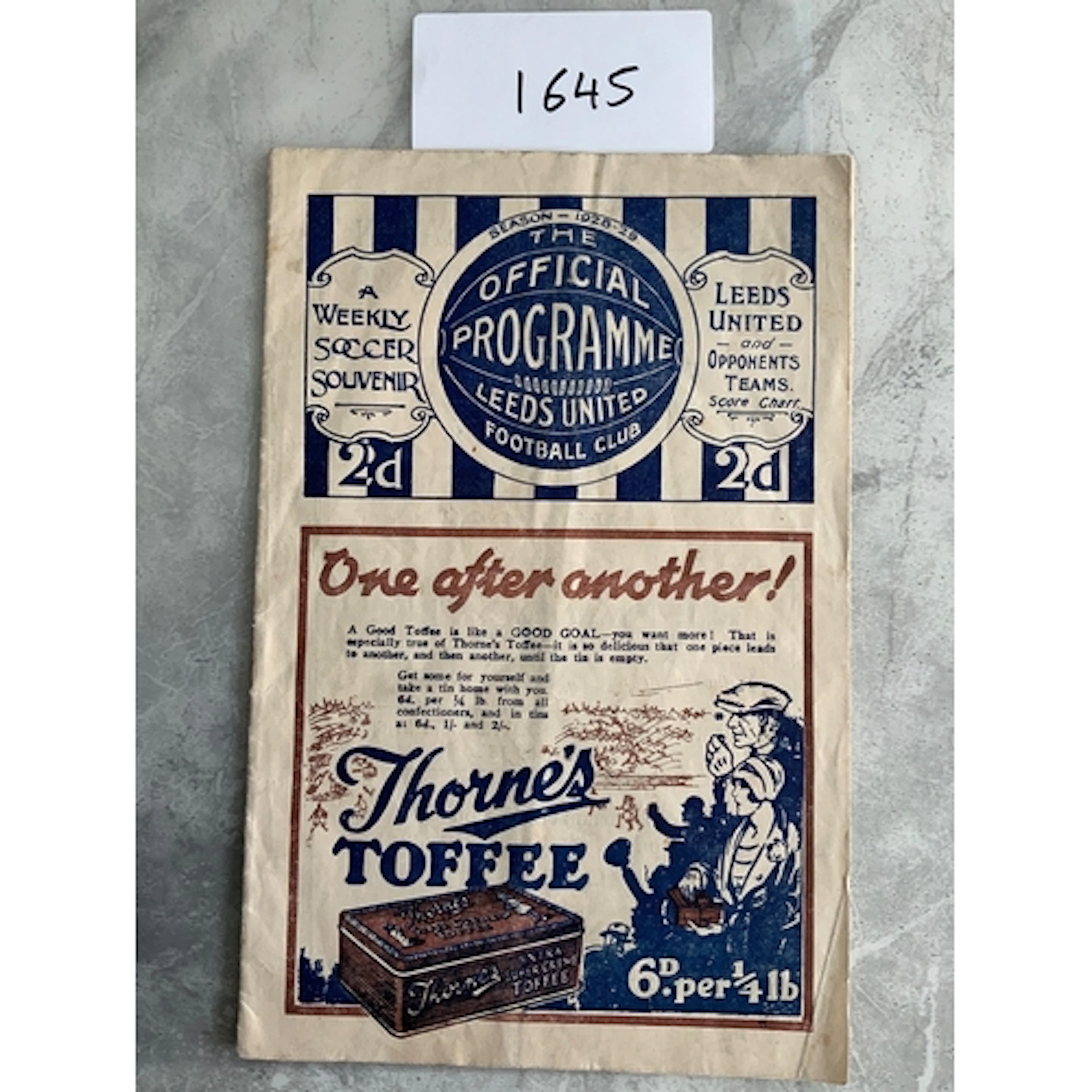 1928 - 1929 Leeds United v Sheffield Wednesday Football Prog...