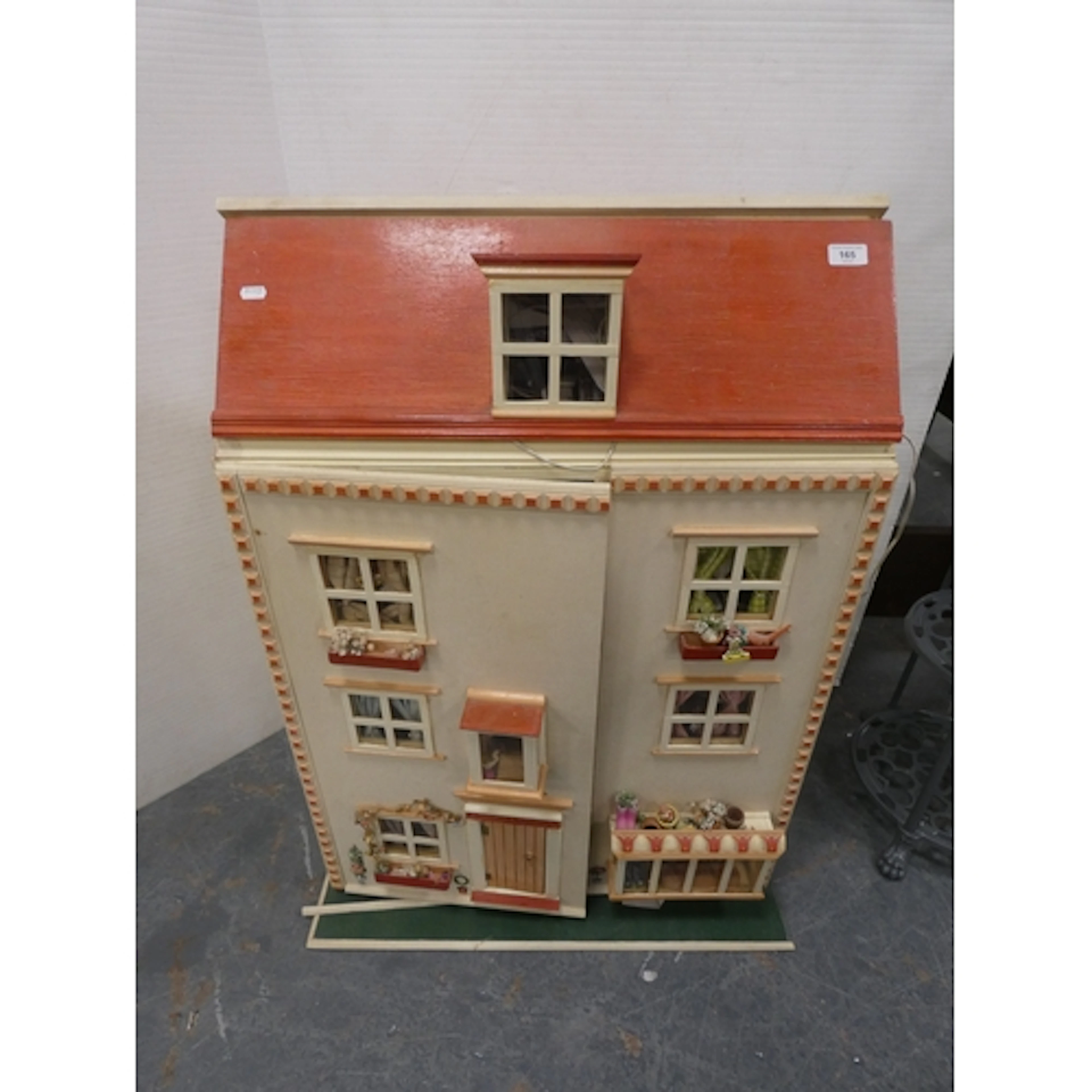 20th century painted dolls house with furniture contents, to...