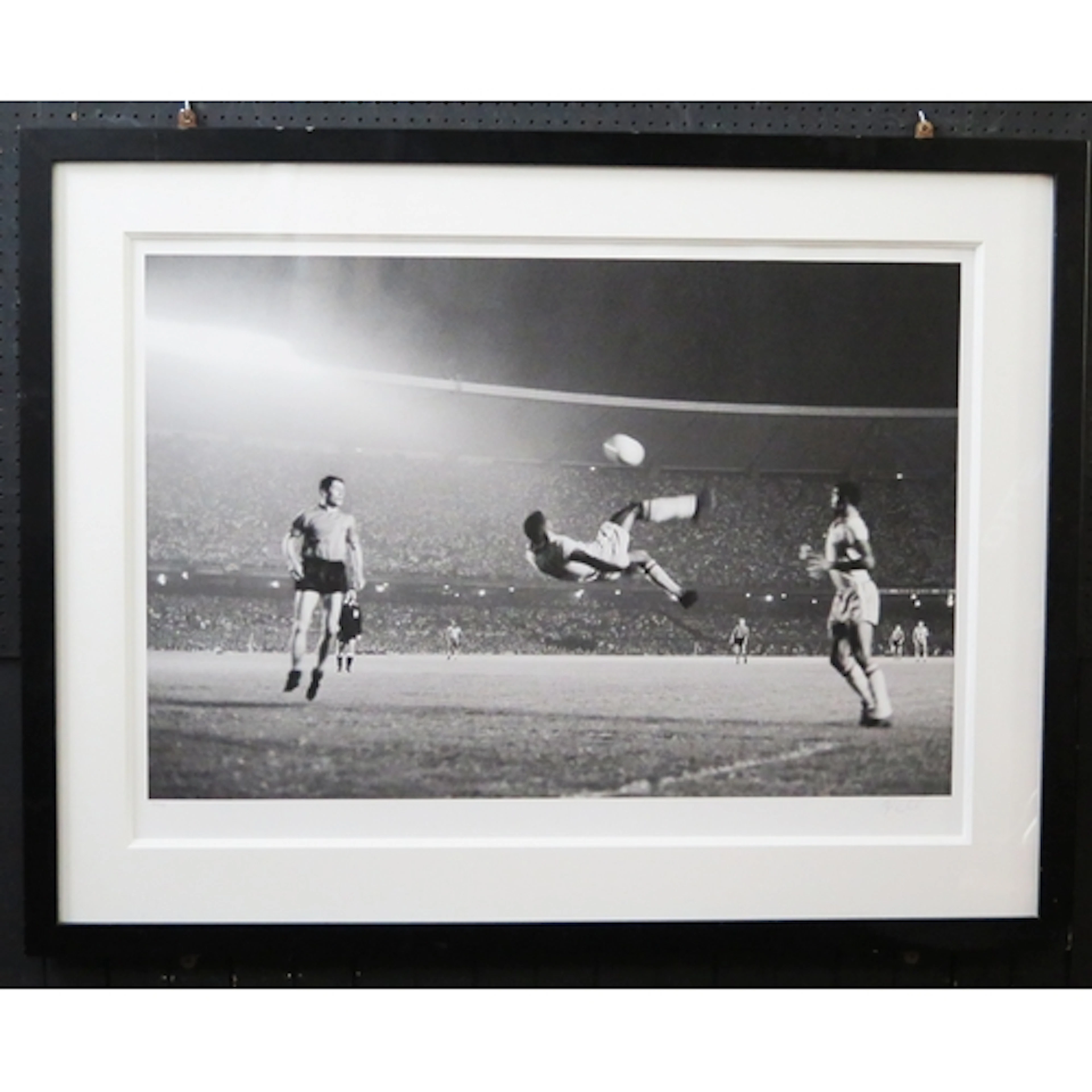 Limited edition Signed Pele photographic print, "Bicycle-Kic...